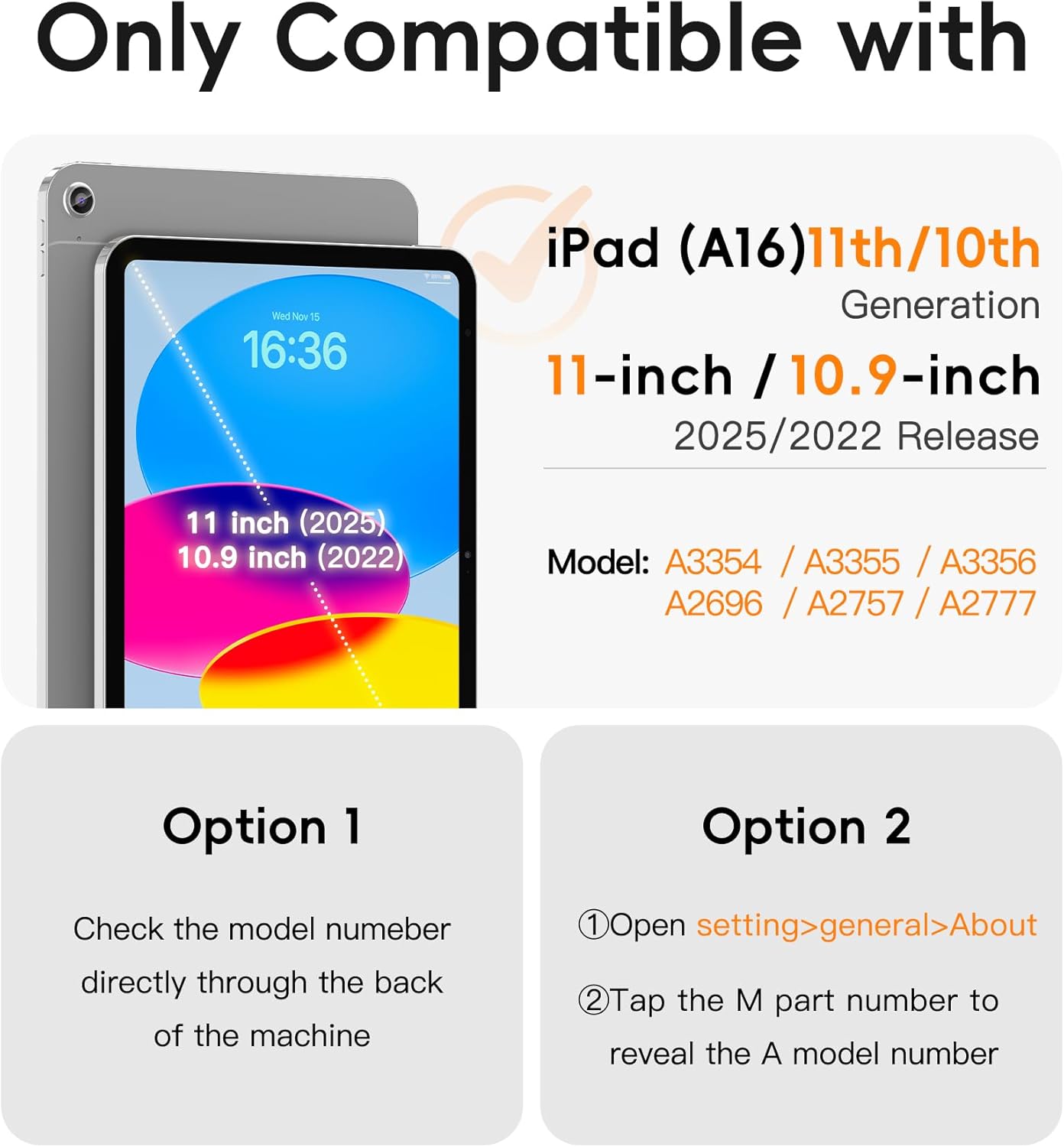 BATYUE (A16) 11th/10th 11''/10.9'' 2025/2022 360 180 Case for iPad Gen - Heavy Duty Shockproof Cover with Rotating
