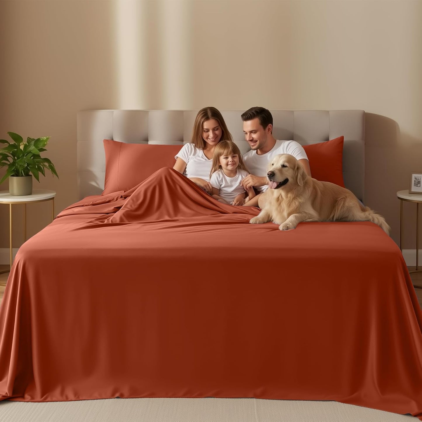 Utopia Bedding California King Sheet Set - Soft, Breathable Microfiber, 4-Piece in Orange | Oeko-Tex Certified