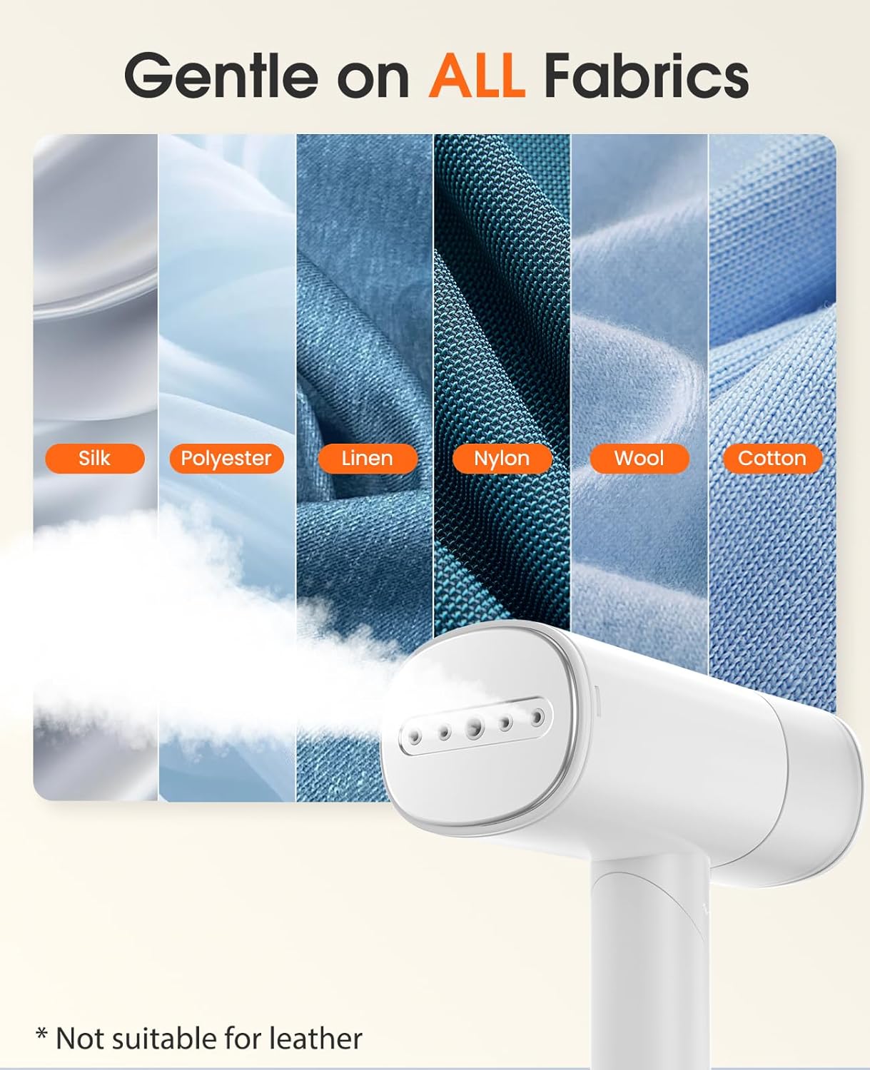 Skiennix Handheld Clothes Steamer - 1200W Portable Travel Iron with 150ml Tank | Fast 20 Sec Preheat - White