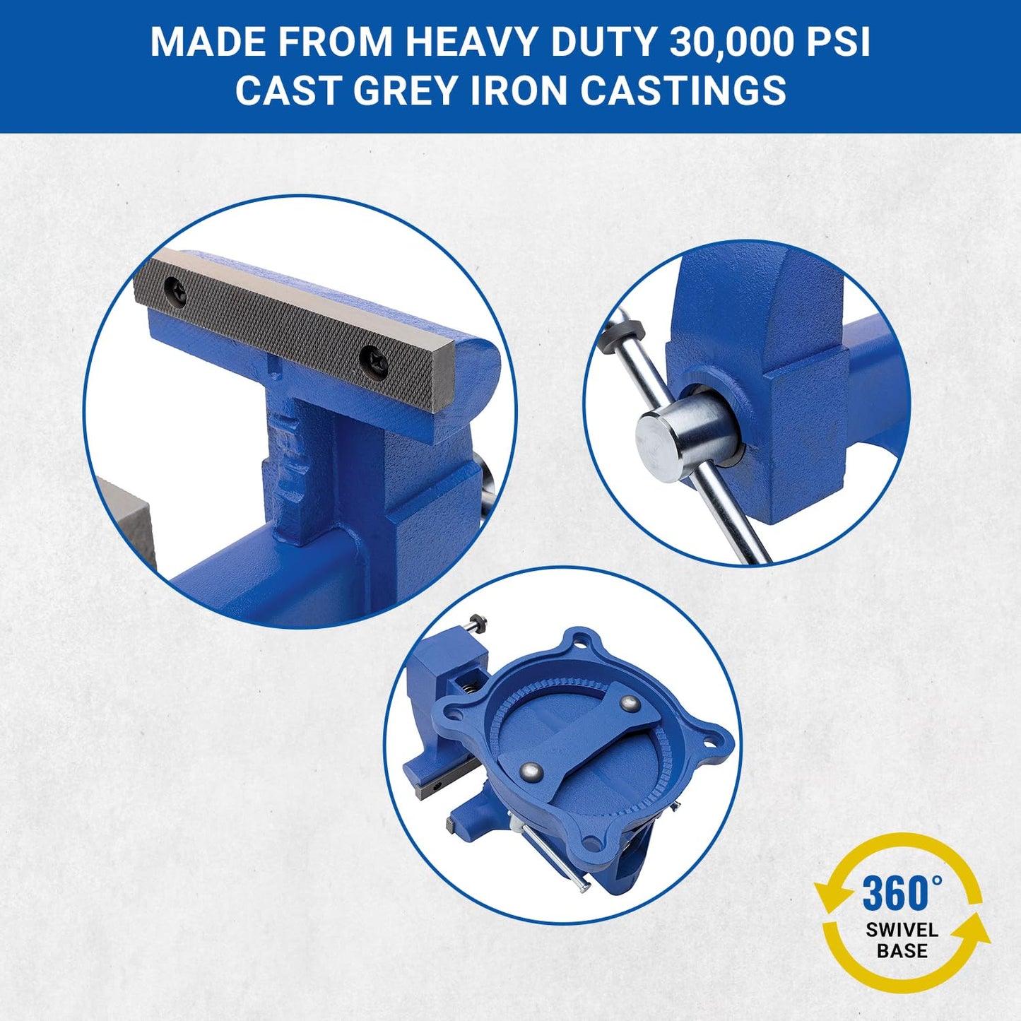 Yost Vises 460 Combination Vise | 6 Inch Jaw Width Heavy-Duty Utility Pipe and Bench Vise |Secure Grip with Swivel Base| Made with Cast Iron and Steel U Channel Bar | Blue