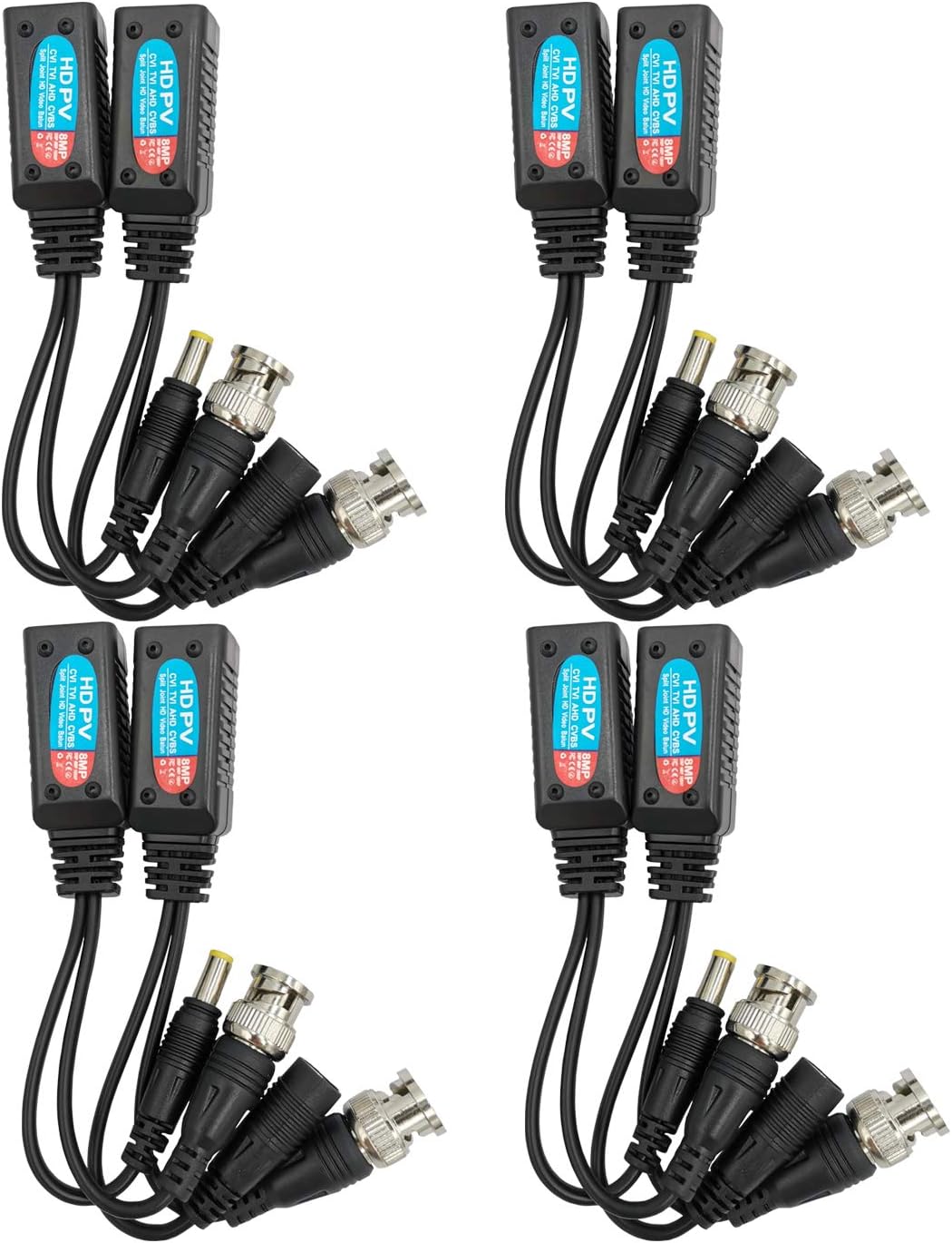 Douzime 4 RJ45 8MP RJ45 Pairs Passive Video Balun Transmitter HD-CVI/TVI/AHD/CVBS Connector BNC to Network Transceiver