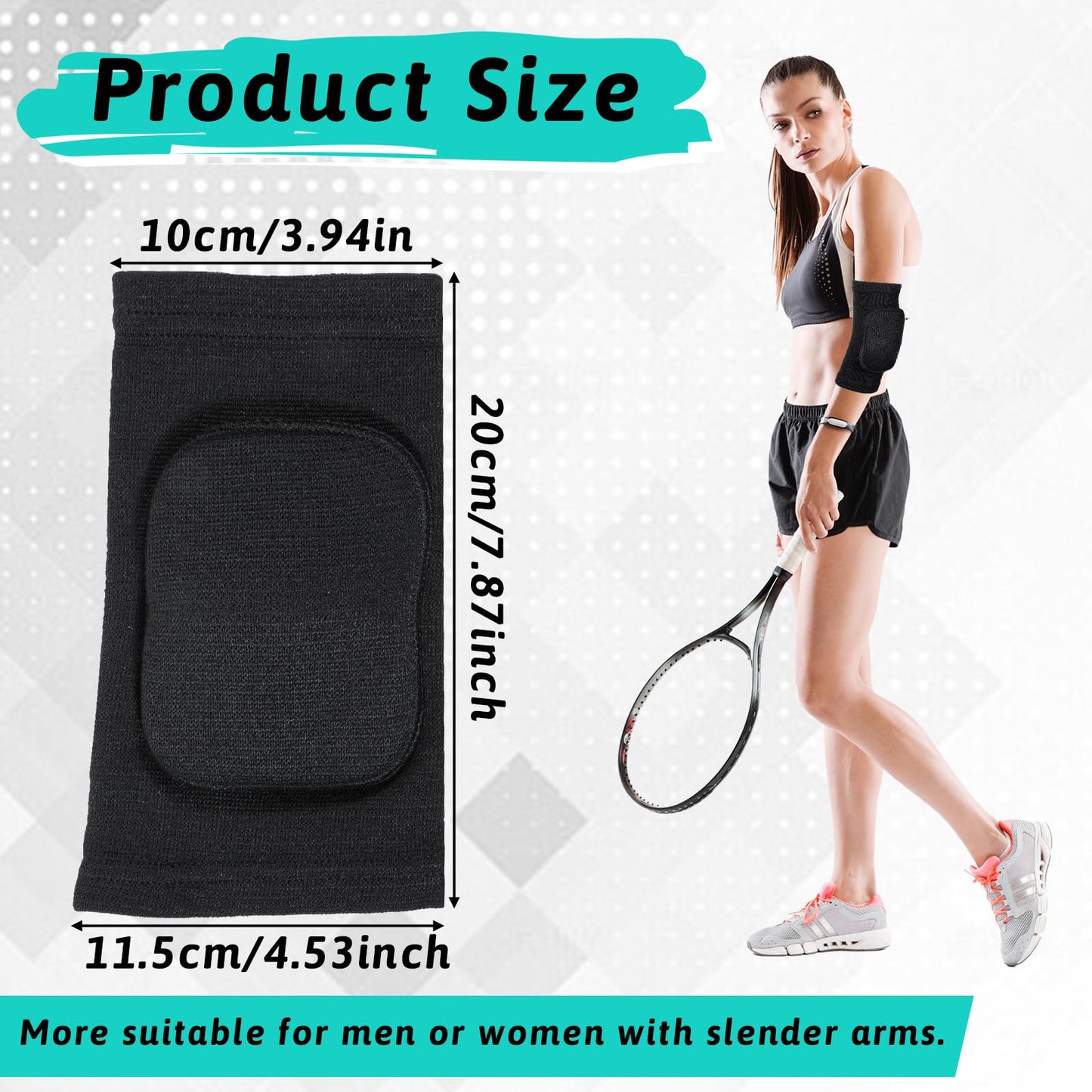 cobee 1 Pair Volleyball Elbow Pads, Arm Brace Ventilate Sport Elbow Protector Strap, Black Elbow Pads Arm Pads With Padded Soft Support Cushion for Men And Women
