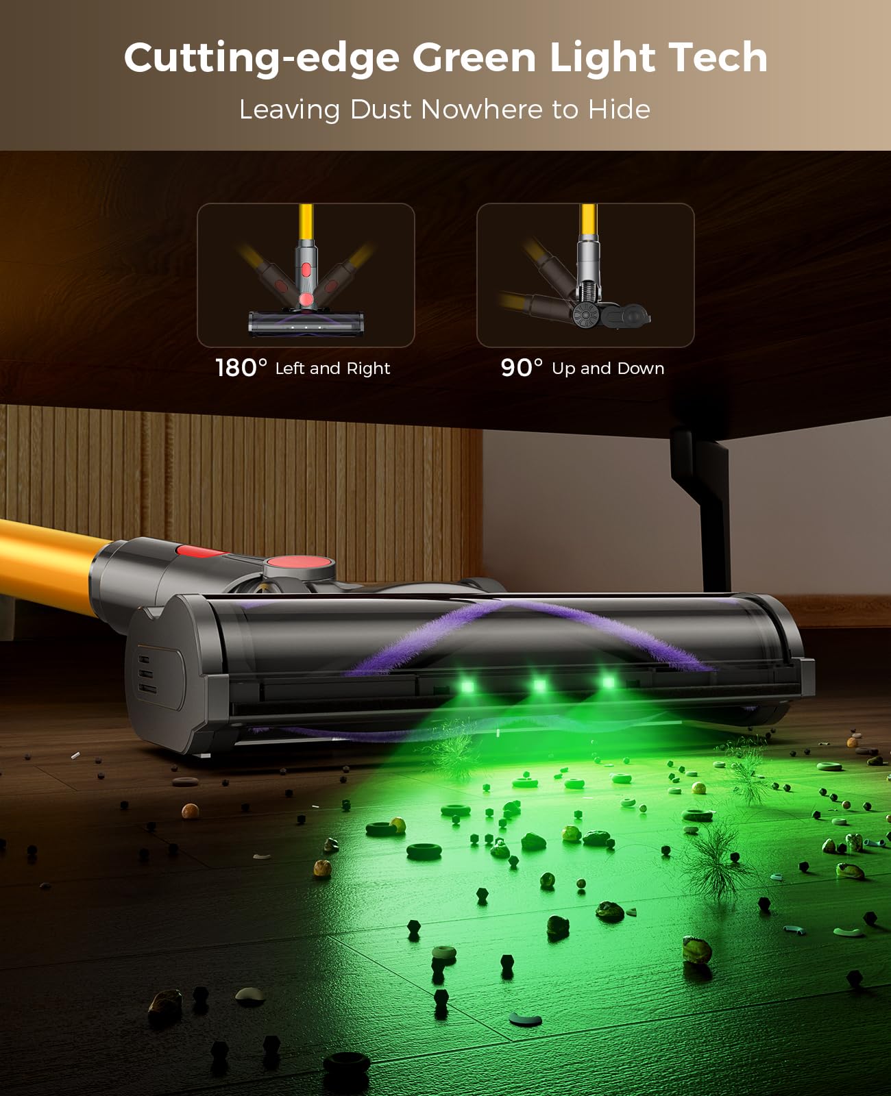 SVHT Cordless Vacuum Cleaner, 450W 40KPA Vacuum Cleaners for Home, 45 Mins Lightweight Stick Vacuum Cordless with LED Display, Rechargeable Battery Vacuum for Carpet,Pet Hair,Hardwood Floor