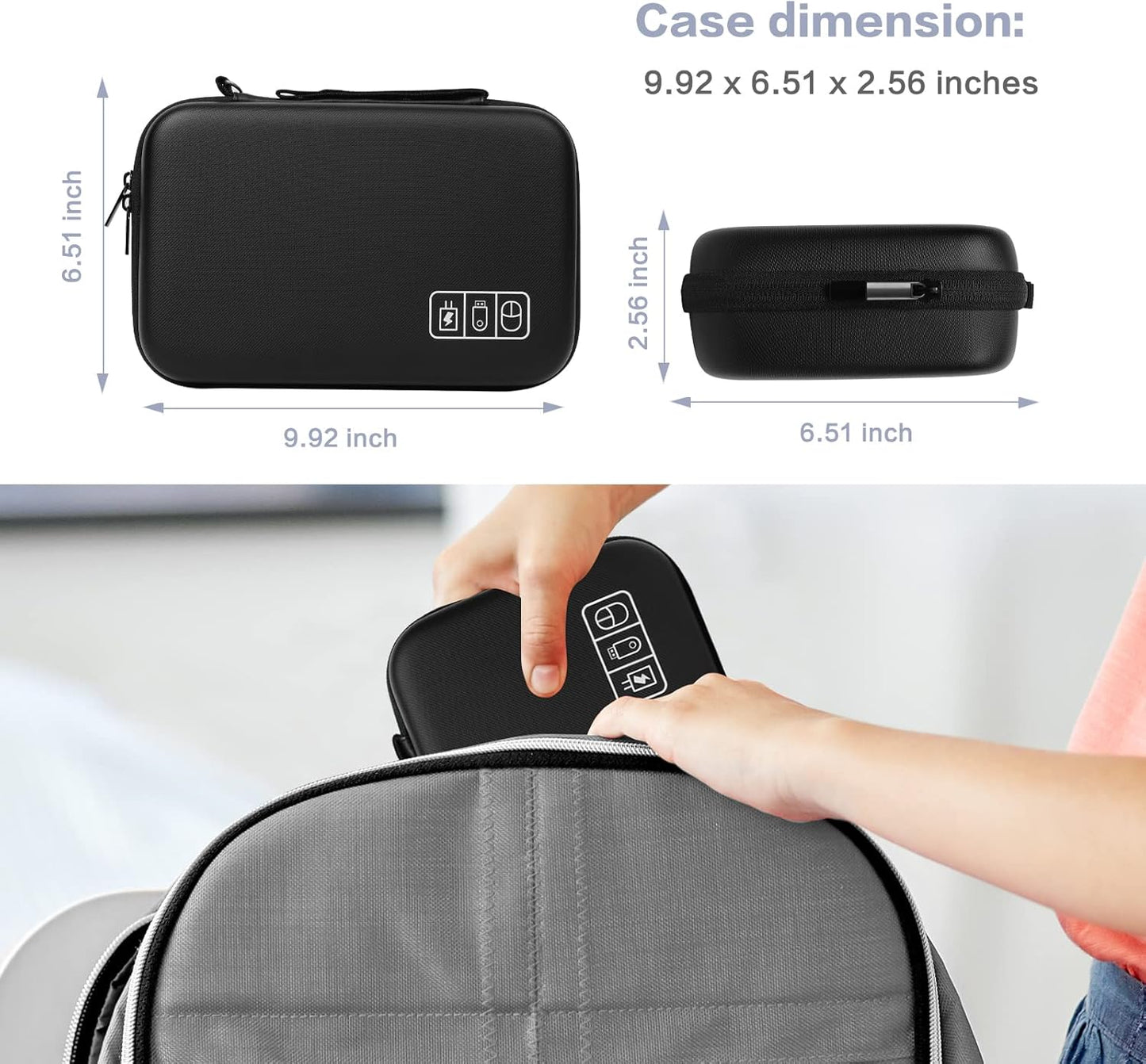 MOSISO 4 2 Electronic Organizer Travel Case Compatible with MacBook Power Adapter, Compatible with Magic Mouse