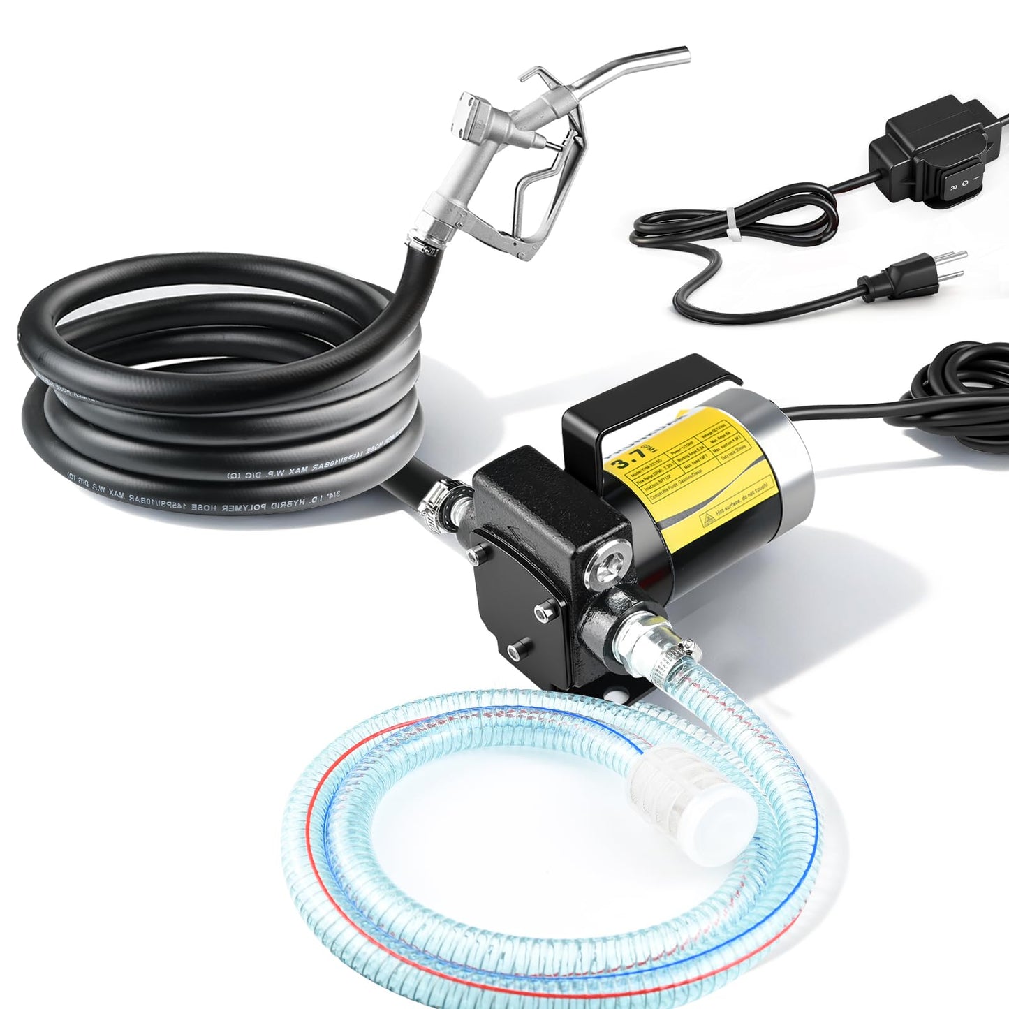 110V AC Gasoline Fuel Pump Kit, Self-priming Fuel Transfer Pump, Reversible Pumping, Overheat Protection, Explosion-proof, Suitable for Gasoline, Diesel, Mineral Oil, Kerosene