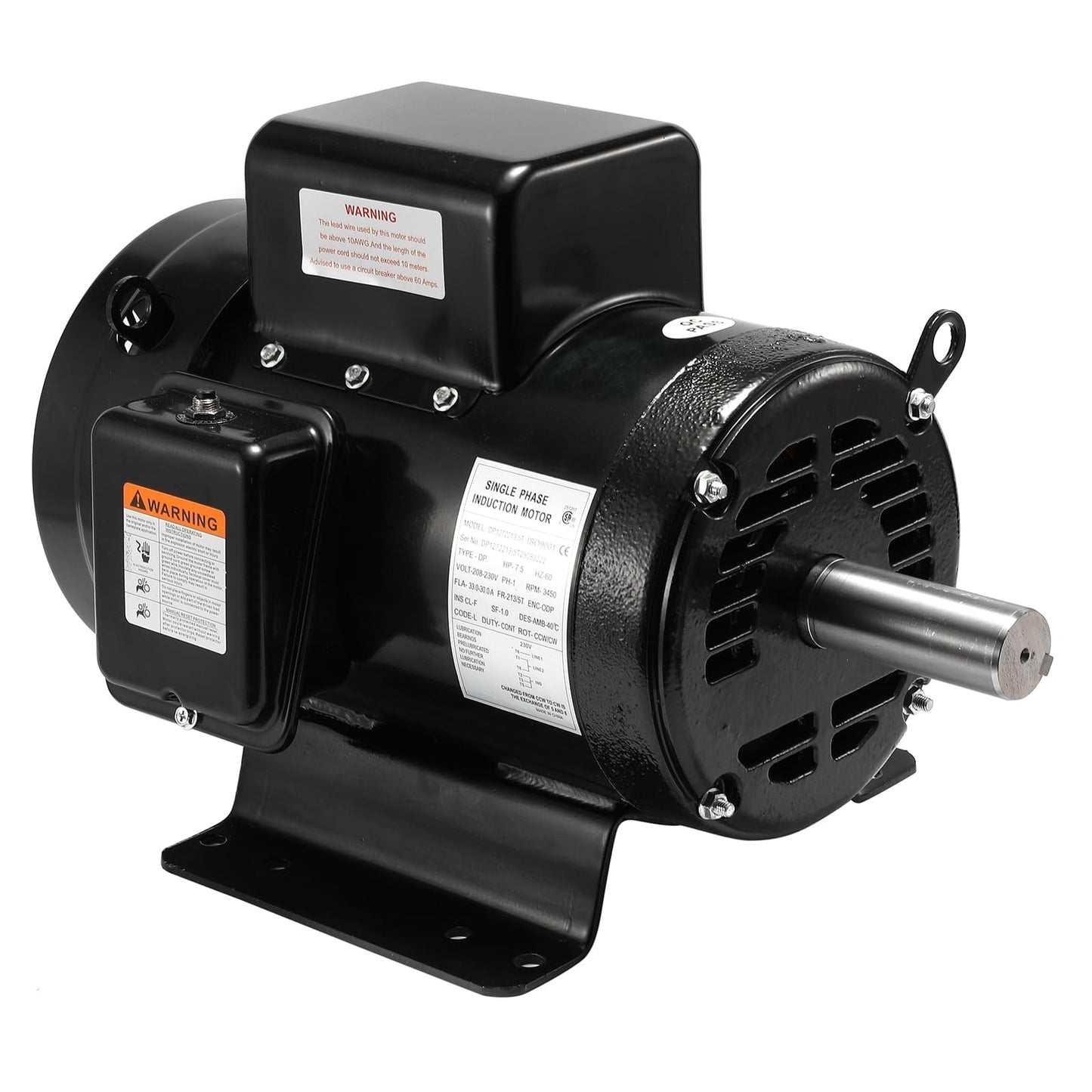 ZFQPTO 23172604 7.5HP Air Compressor Motor Single Phase 230V 3450 RPM, 213T Frame Electric Motor, Replacement for 45465101