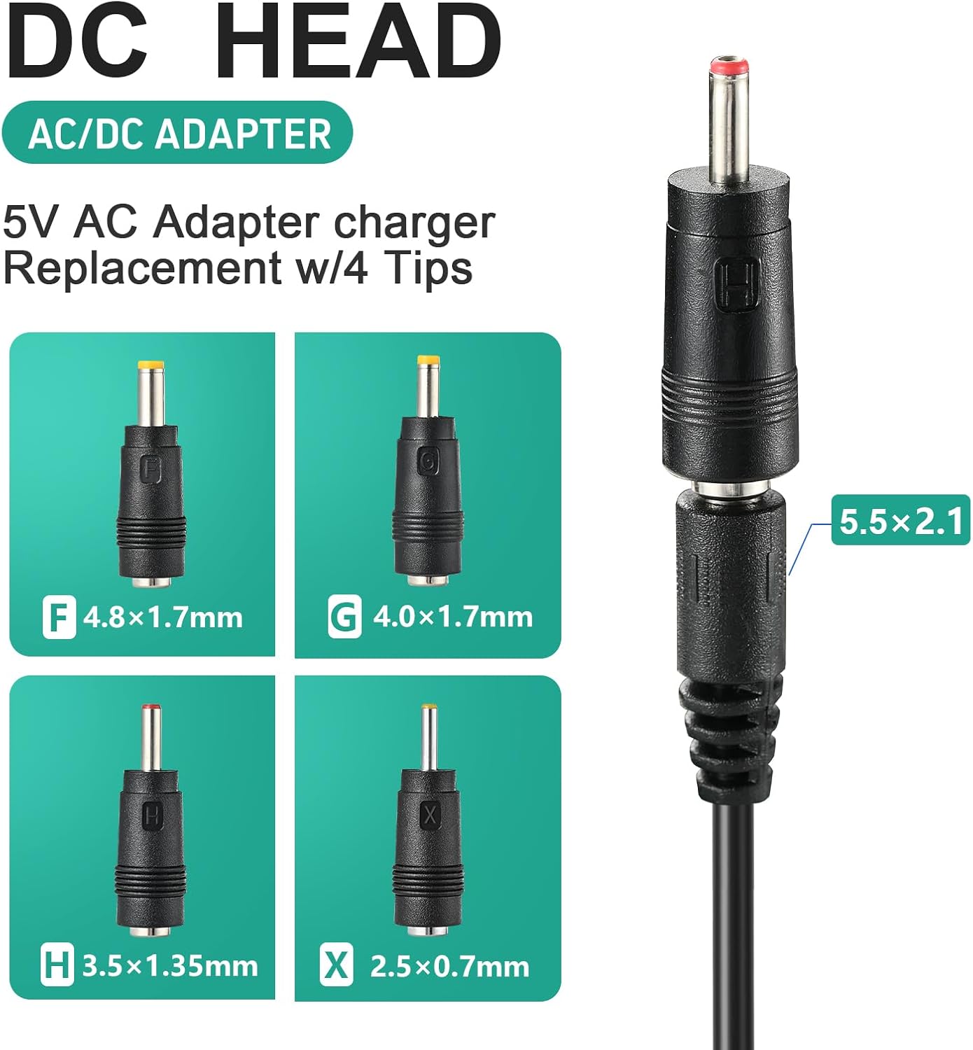 YDRANT 5V 1A 2A VSC-550BT VSC-550BT-BK 3-Speed 5v Charger for Record Player Power Cord fit for Vinyl Suitcase Turntable