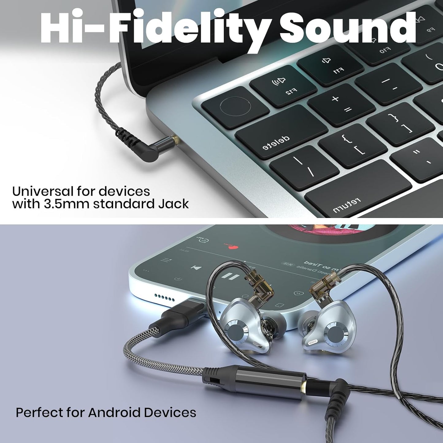 3.5mm 2 Singer/Musicians/Drummers in Ear Monitor Headphones, HiFi IEM Wired Earbuds, Deep Bass Sound Isolating