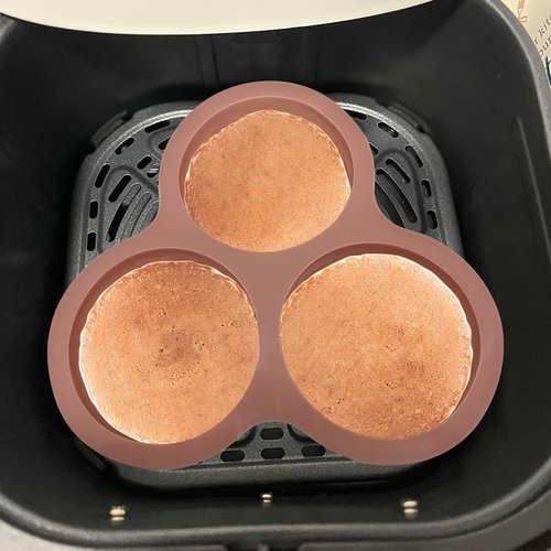 KVZVK Reusable Egg Pan for Air Fryer - Non-Stick 3-Cavity Baking Mold for Perfect Burgers
