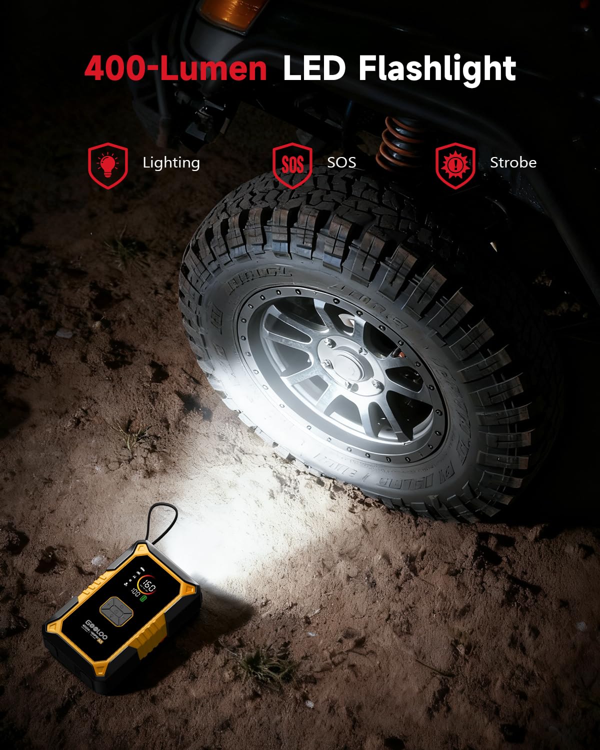 GOOLOO A5 Car Jump Starter with Air Compressor, 4000A Portable Car Jump Starter (All Gas/10.0L Diesel) with 160PSI Auto-Off Tire Inflator, 45W PD Fast Charging,12V Battery Jumper Starter Portable