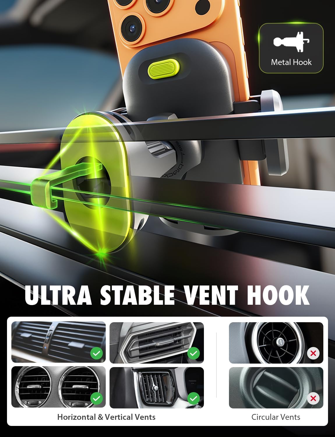 Bracketron TripGrip PRO Car Phone Holder Mount - Phone Holders for Your Car with One-Button Expansion for Vent & Dash