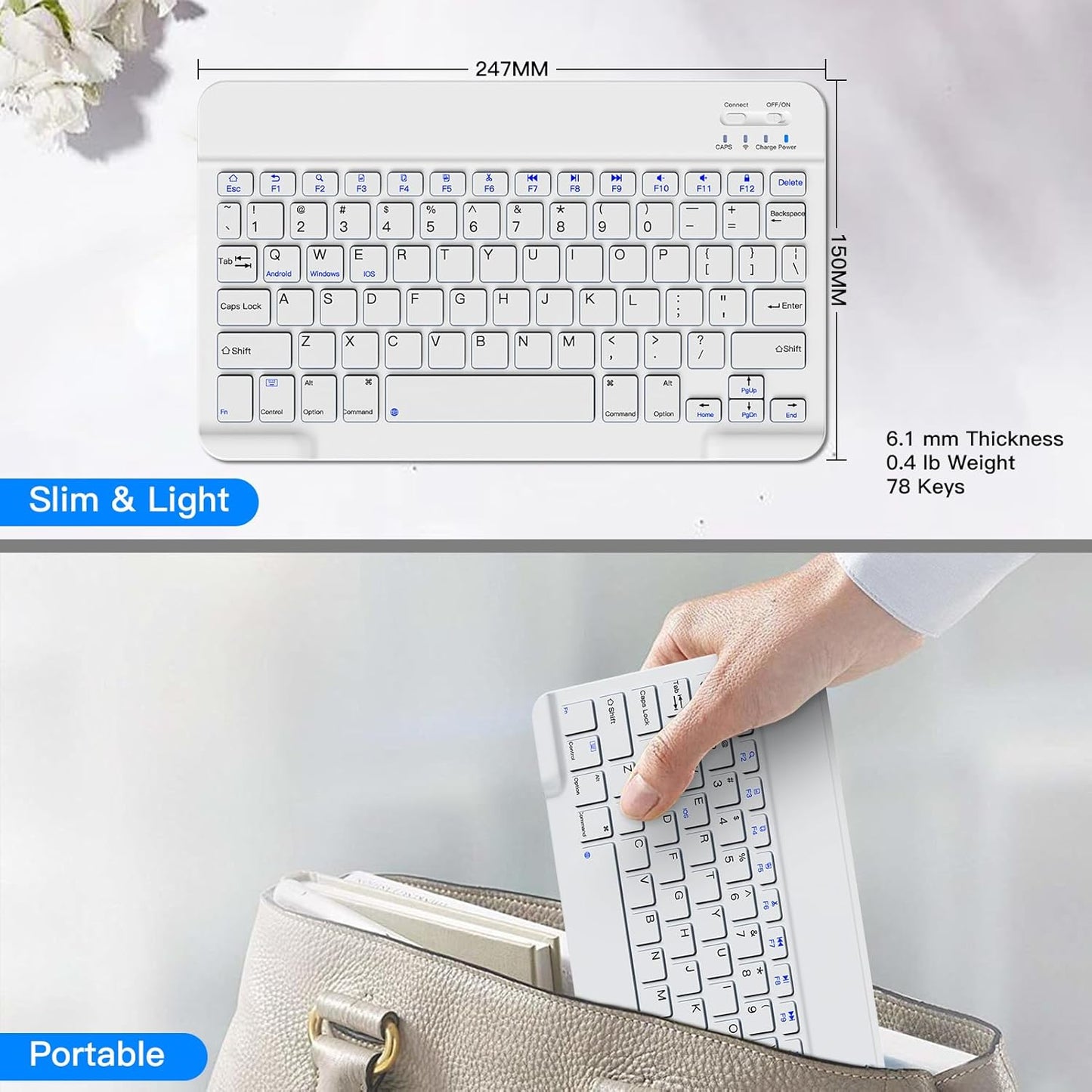 XIWMIX A9+/S10 FE/S9/S9 FE/S9+/S9 FE+/S6 Lite/S7/A8 Wireless Bluetooth Keyboard for Samsung Galaxy Tablets, Ultra-Slim