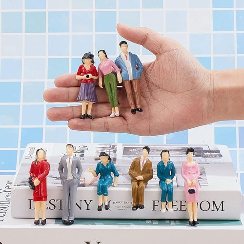Namalu Miniature People Figurines - 14 Pcs 1:25 Scale Painted Model Train & Dollhouse Figures