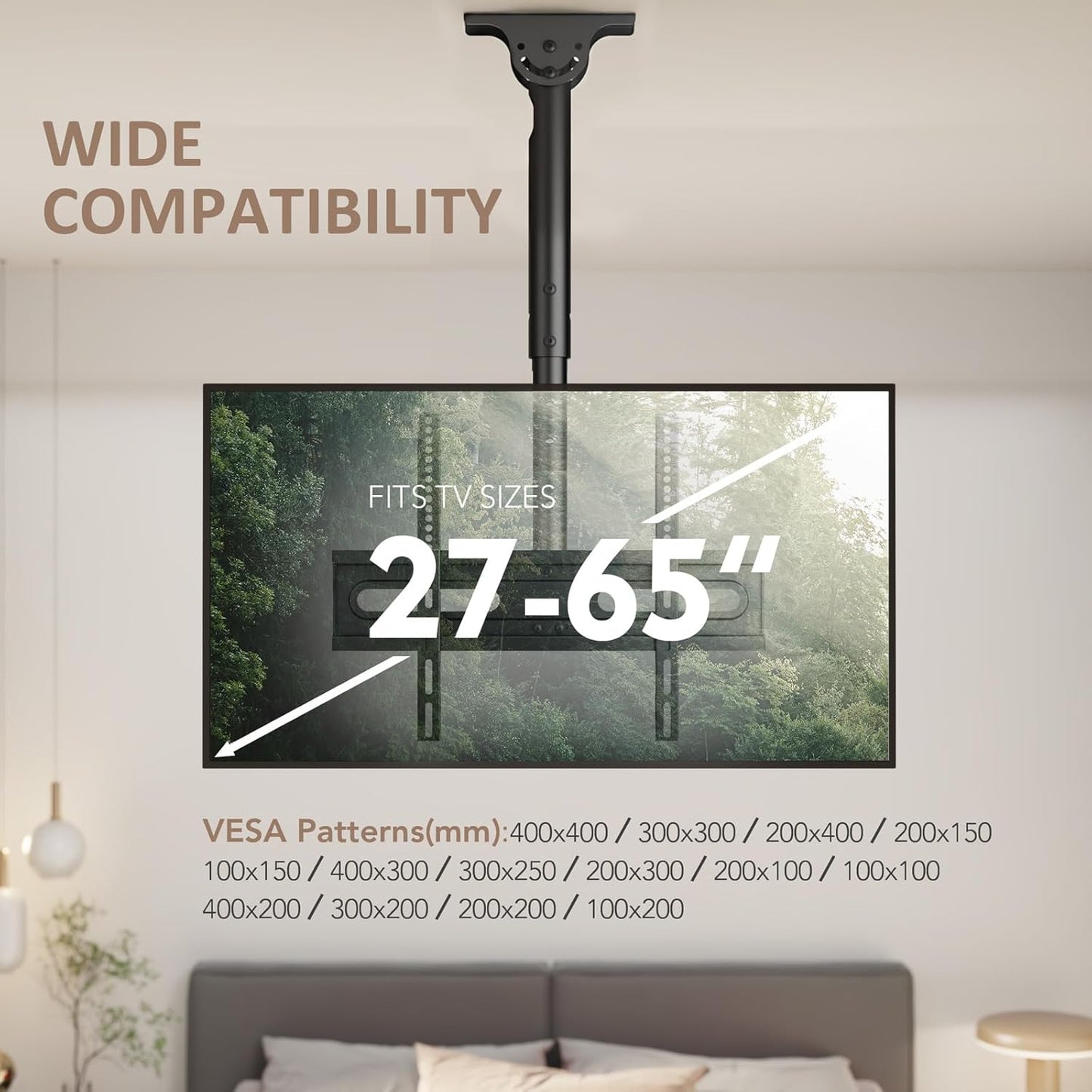 AX WABER 26-65 inch 4K 110lbs,Hanging 400x400mm (AX11TB01), Ceiling TV Mount Adjustable Bracket for LCD LED OLED TVs