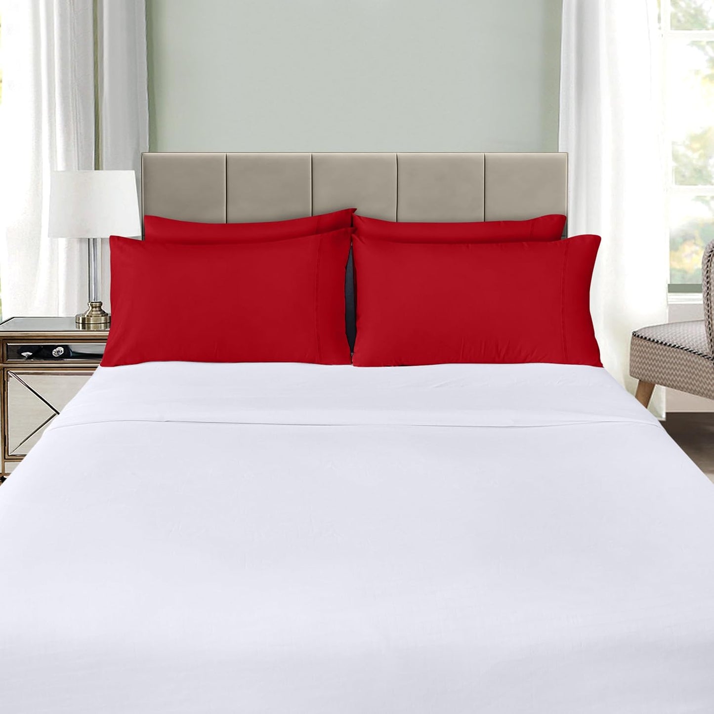 Utopia Bedding Standard Pillow Cases - 4 Pack - Soft Brushed Microfiber - Fade Resistant | 20 x 26 Inches (Red)