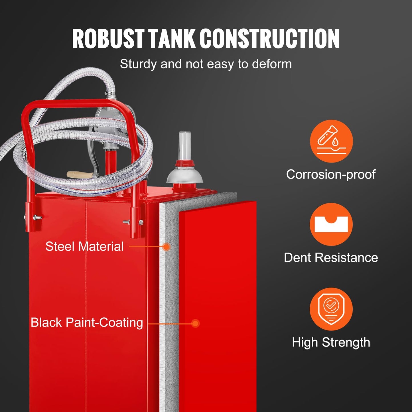 VEVOR Fuel Caddy 35 Gallon, Gas Storage Tank on 4 Wheels, with Manual Transfer Pump, Gasoline Diesel Fuel Container for Cars, Lawn Mowers, ATVs, Boats & More, Red