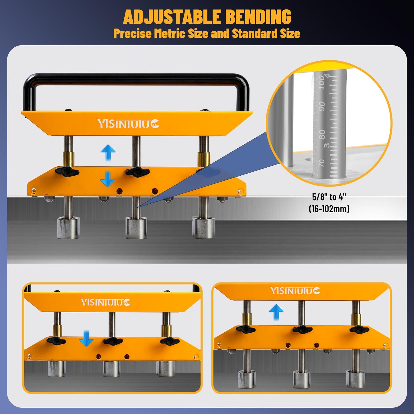 Large Sheet Metal Bend,Three-Station Edge Roller Bender,0-90° Bending Angle Bending Metal Roofing Materials,Adjustable for Making 5/8" to 4" (16 to 102 MM) Bends in 29 to 22-Gauge Steel