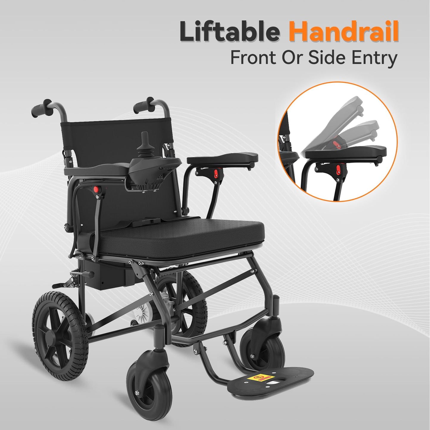 Lightweight Electric Wheelchair for Adults,Motorized Wheelchair Power Portable Wheelchair,500W Motor Airline Approved Black