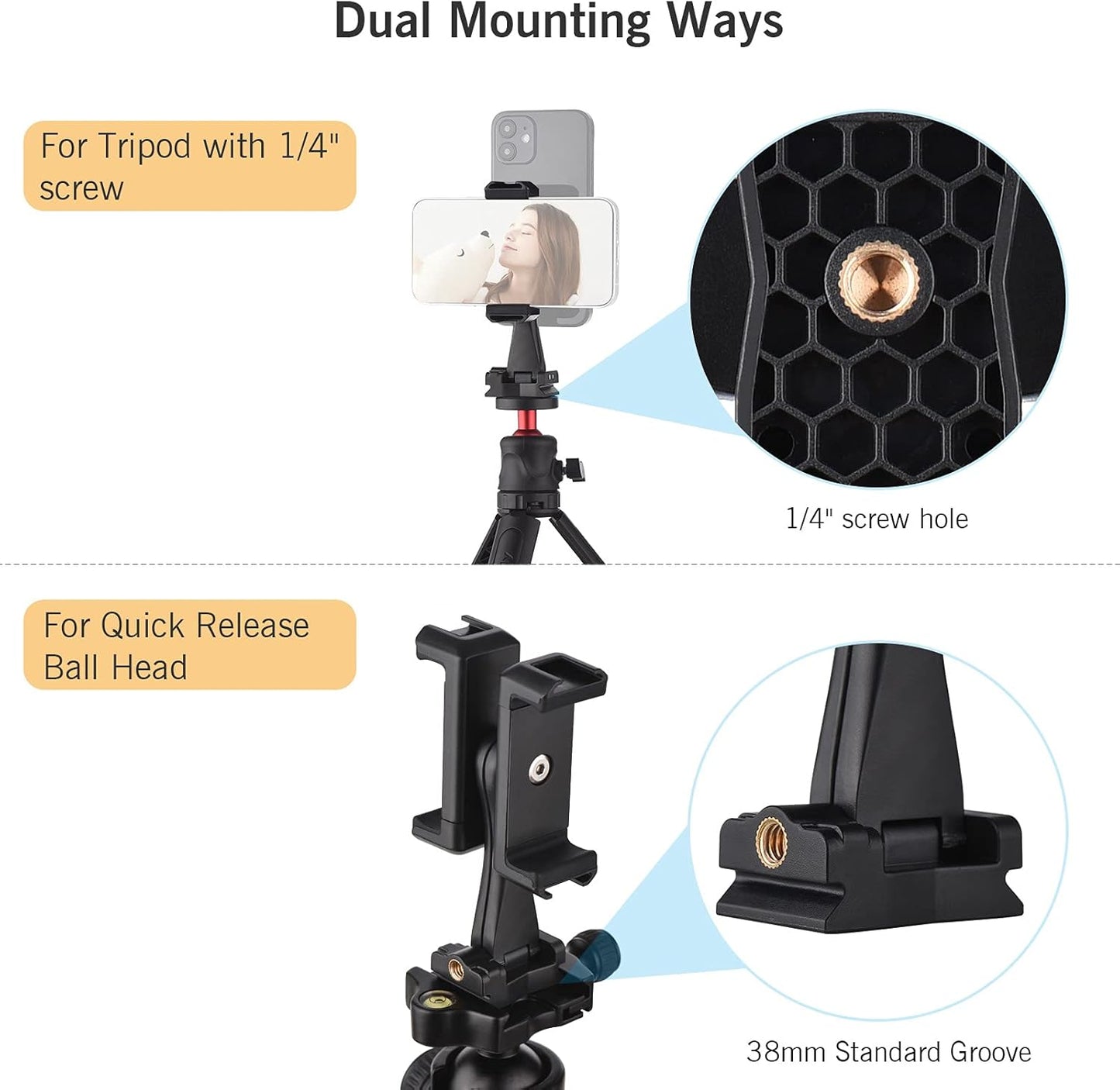 Andoer 4 Multifunctional Smartphone Video Kit Including Universal Phone Tripod Mount with Dual Phone Holders Cold Shoe