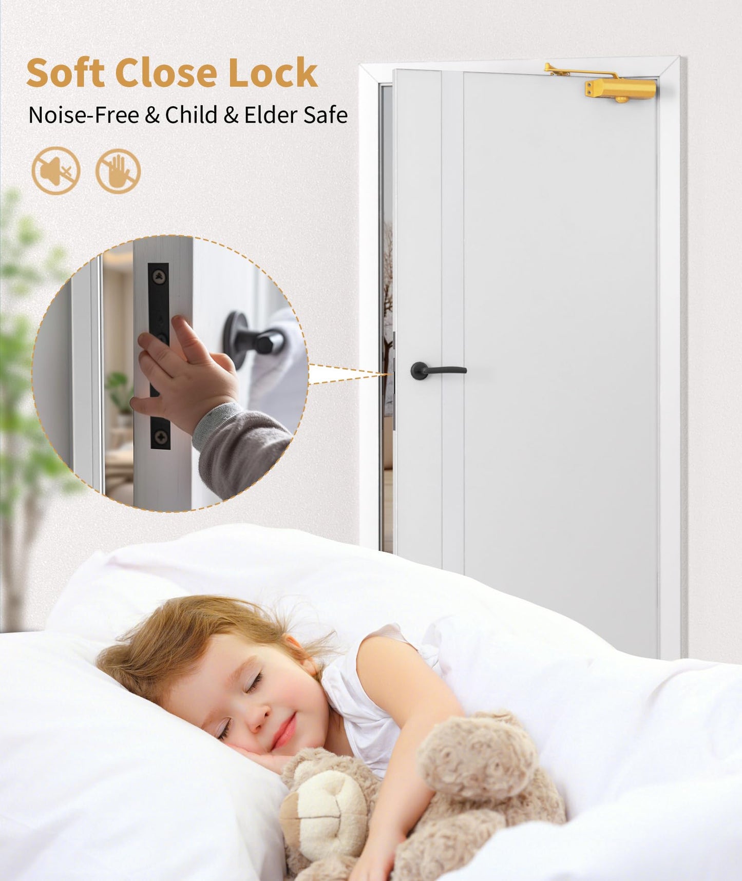 Baridwon Dullgolden Hydraulic Door Closer Medium Size, Automatic No Slam for Home & Commercial Use