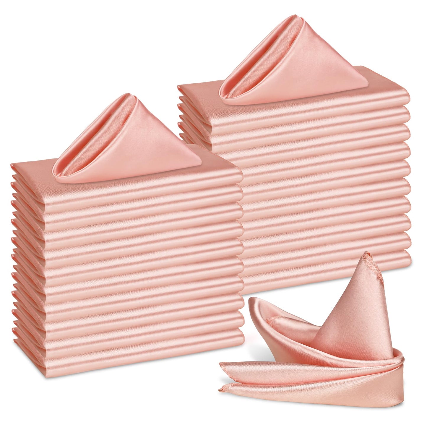 Bailarina 80 Pack Rose Gold Satin Napkins,17x17 Inches Wedding Napkins Square Soft Silky Table Napkins Bulk Decorative Elegant Cloth Napkin for Party Decoration, Banquet,Wedding,Graduation