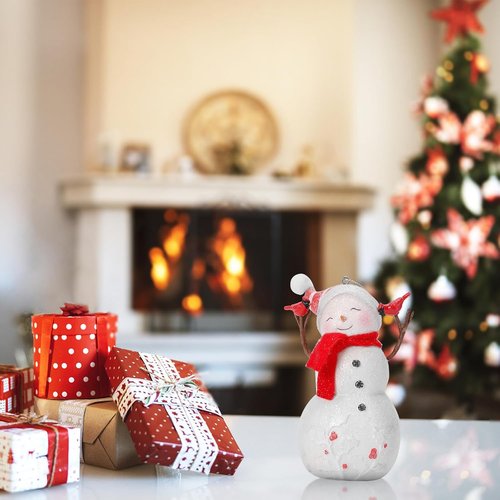EZVYAO Snowman Figurines - Charming Christmas Decorations | 4.7" Resin Standing & Hanging Ornaments for Home, Office, and Gifts