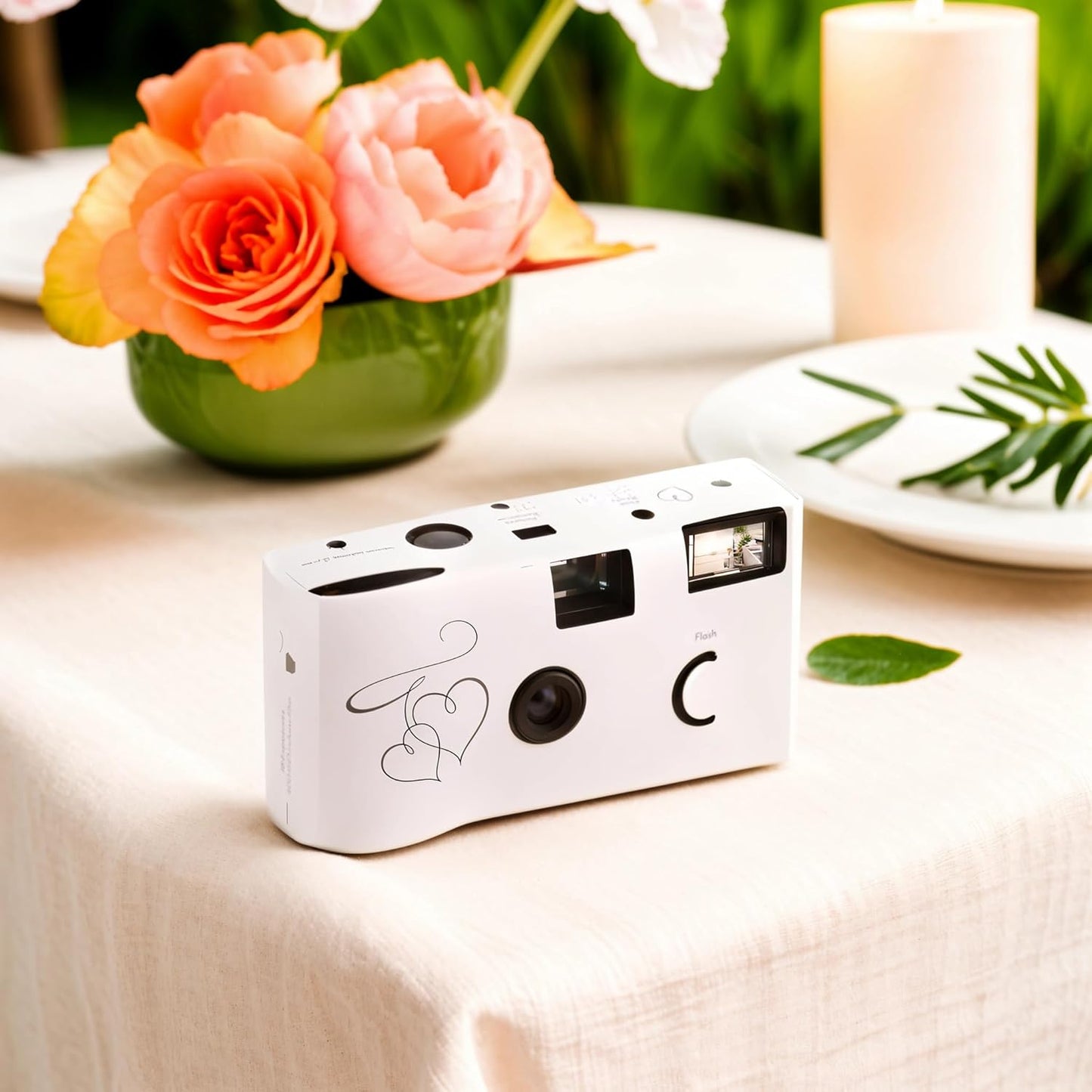 WEDDINGSTAR 35mm Disposable Camera with Flash - Single Use Film Camera for Wedding or Party Favors - Silver Enchanted
