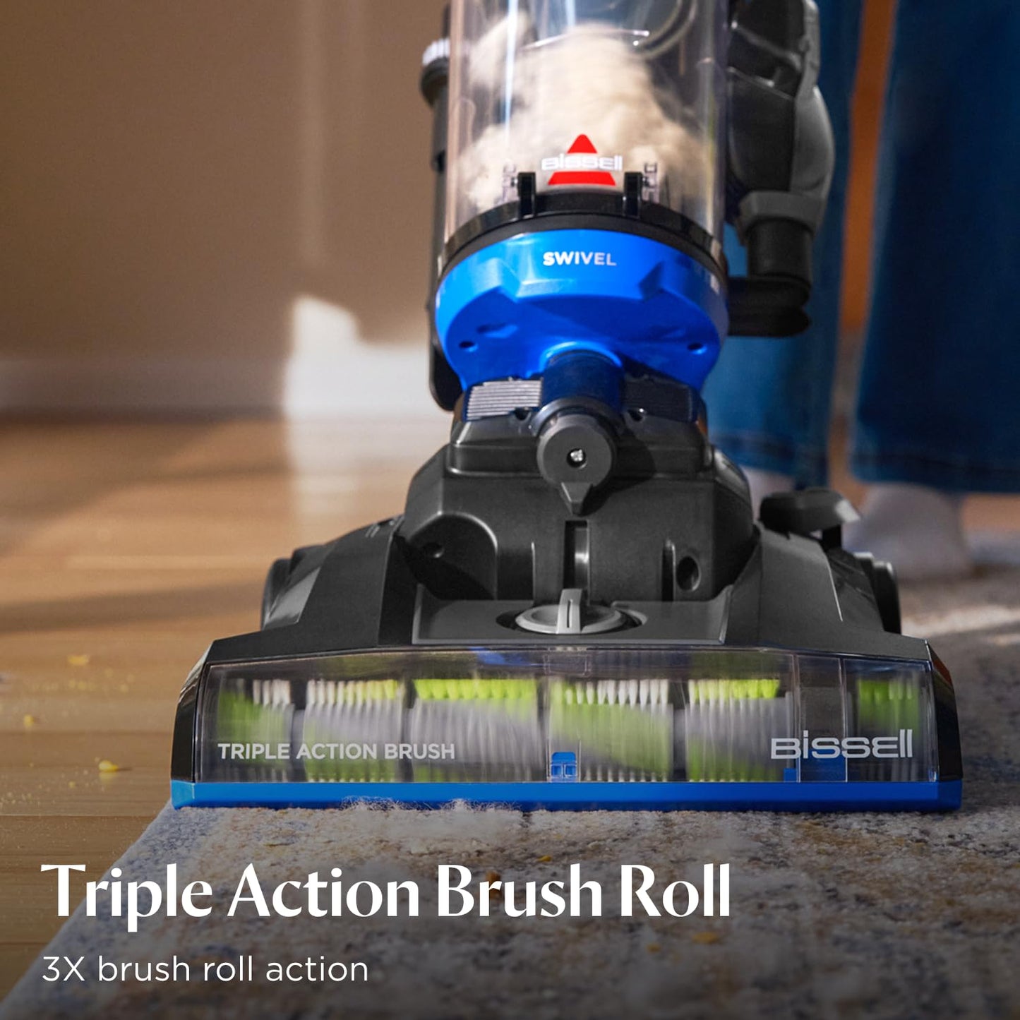 Bissell CleanView Swivel Vacuum with Triple Action Brush Roll, Swivel Steering, Extension Wand, Easy-Empty Dirt Tank, Multi-Cyclonic Suction System
