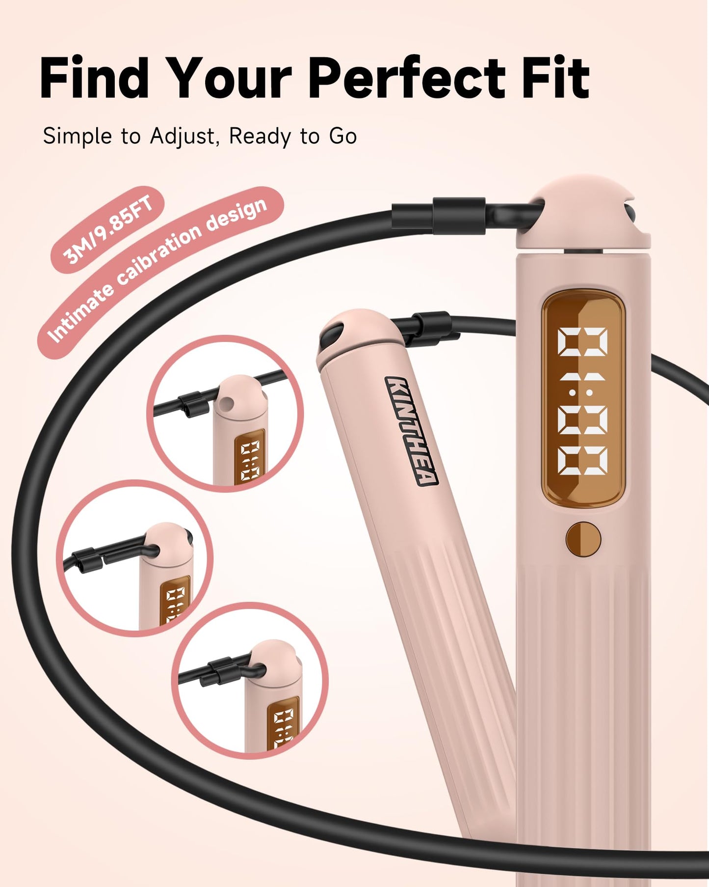 KINTHEA 2 in 1 Smart Jump Rope, APP Control & Data Record, Cordless Jumping Rope with Counter for Women, Men, All Age, Adjustable Skipping Rope for Cardio Fitness in Limited Home Space & Outdoor