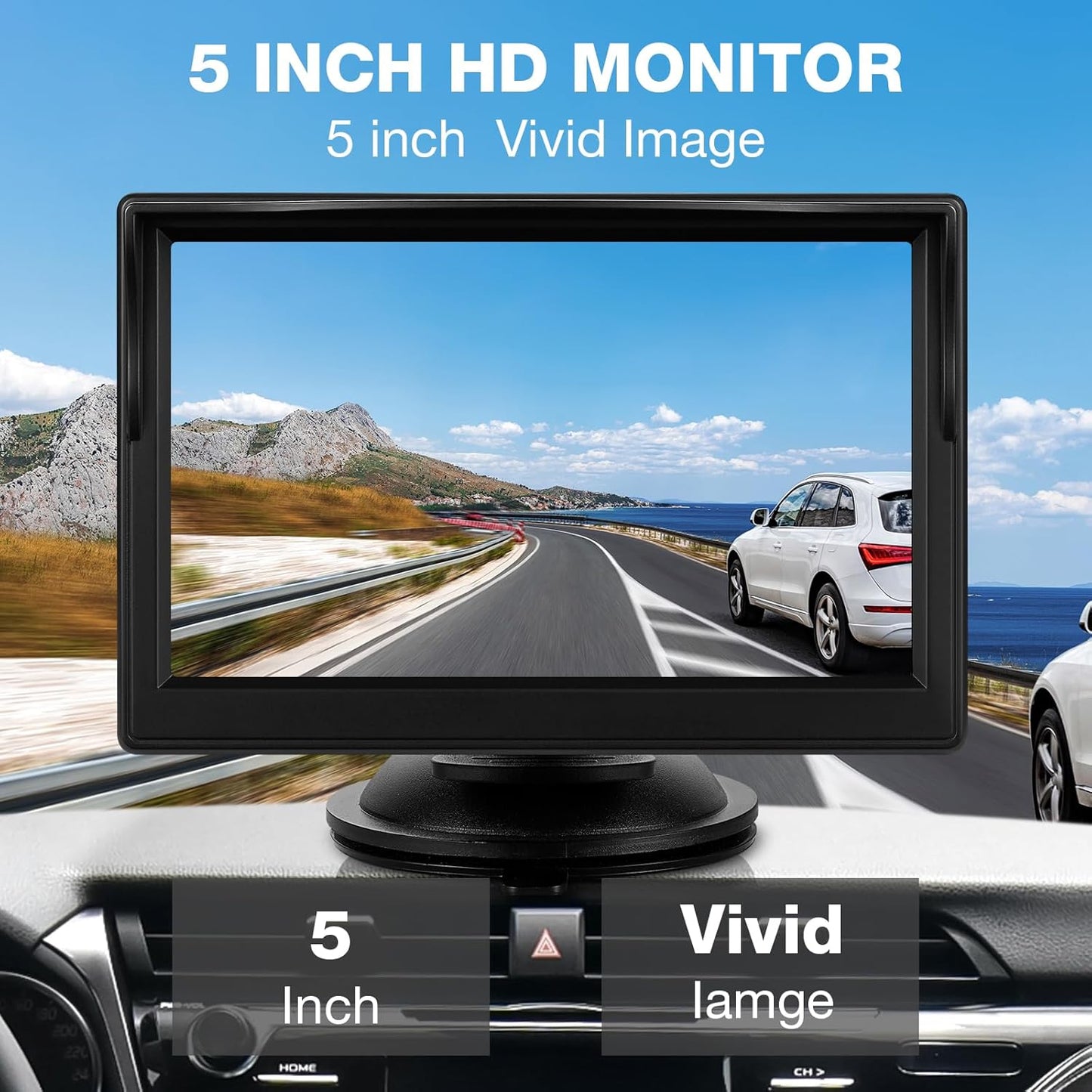 Chuanganzhuo 5 Inch 12V/24V, (5 Inch) Backup Camera Monitor Only - HD Image Back up Camera Screen for Cars Trucks SUVs