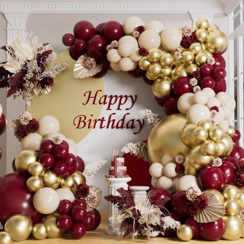 AULE Burgundy Balloon Arch Kit - 155 Pcs Balloon Garland for Birthday, Wedding & Party Decor