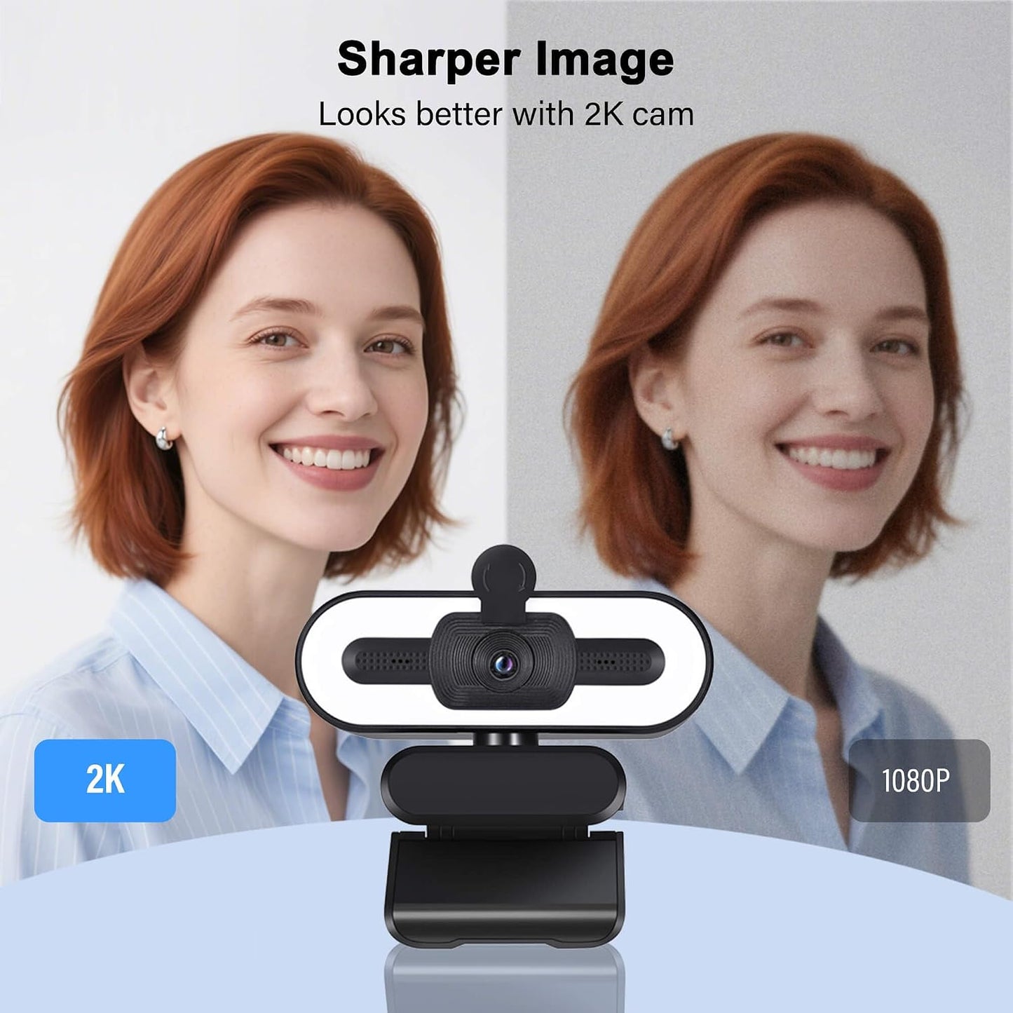 Generic 2K USB Webcam with Light for PC Laptop Computer Desktop MacBook