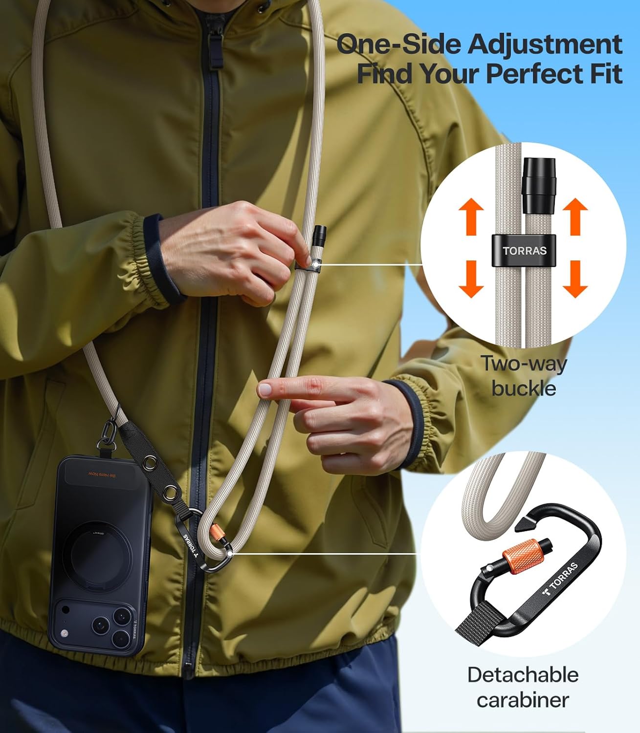 17 Max,Skin-Friendly,2 TORRAS Phone Lanyard with Hanging Loops, Adjustable Anti Theft Phone Strap Crossbody for iPhone