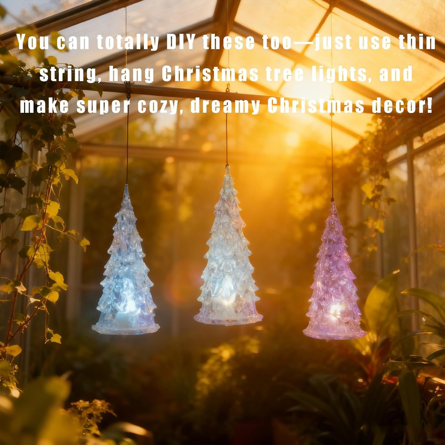 Acrylic Christmas Tree Lamp - 3 Pack Enchanted Color-Changing Lights | 5 x 2 Inch Mini Decor