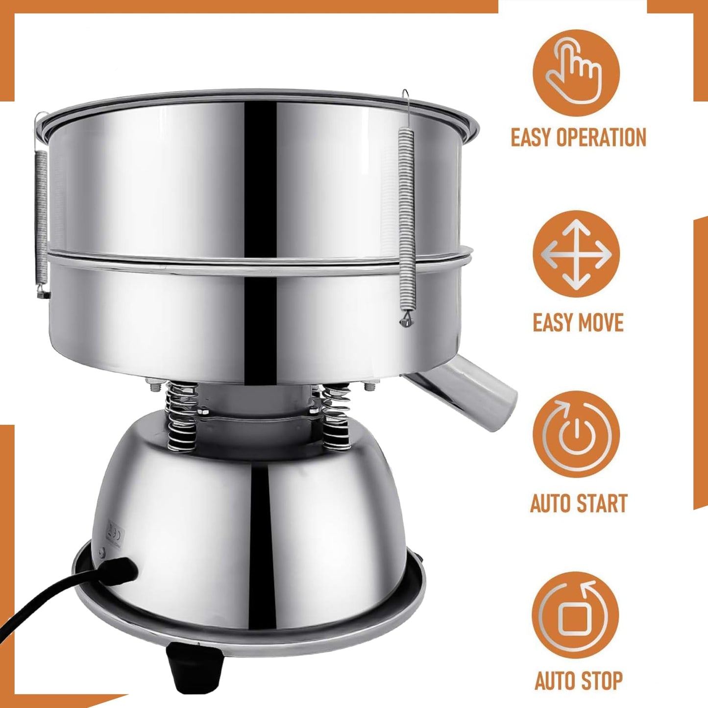 Sidasu Automatic Vibrating Sieve Shaker – 40 Mesh + 60 Mesh Flour Sifter, Electric 110V 55W Sifter Machine for Flours, Herbal Powder