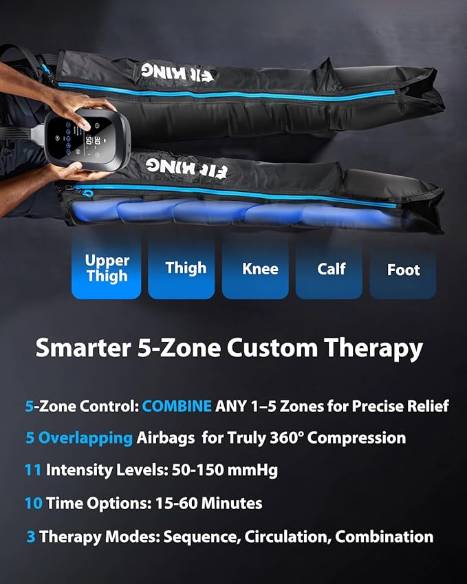 FIT KING Upgraded Full Leg Compression Massager Boots, Professional Air Compression Recovery System for Circulation & Fast Athlete Recovery, Cordless Rechargeable Recovery Boots (Small)