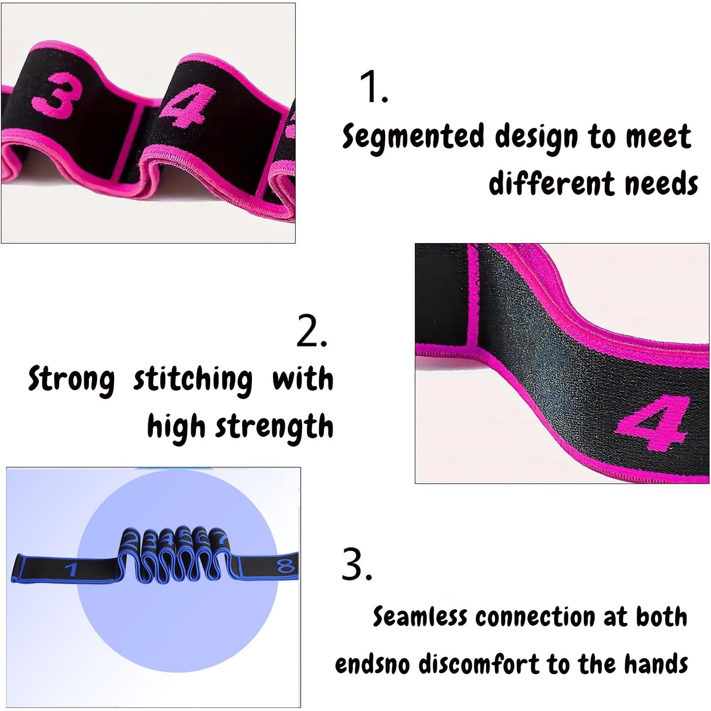 （2Pcs） Numbered Resistance Bands for Glutes & Yoga, Adjustable Pull Rope for Full Body Workout, Arm Leg Exercise Equipment for Home Gym Training(Red&Purple
