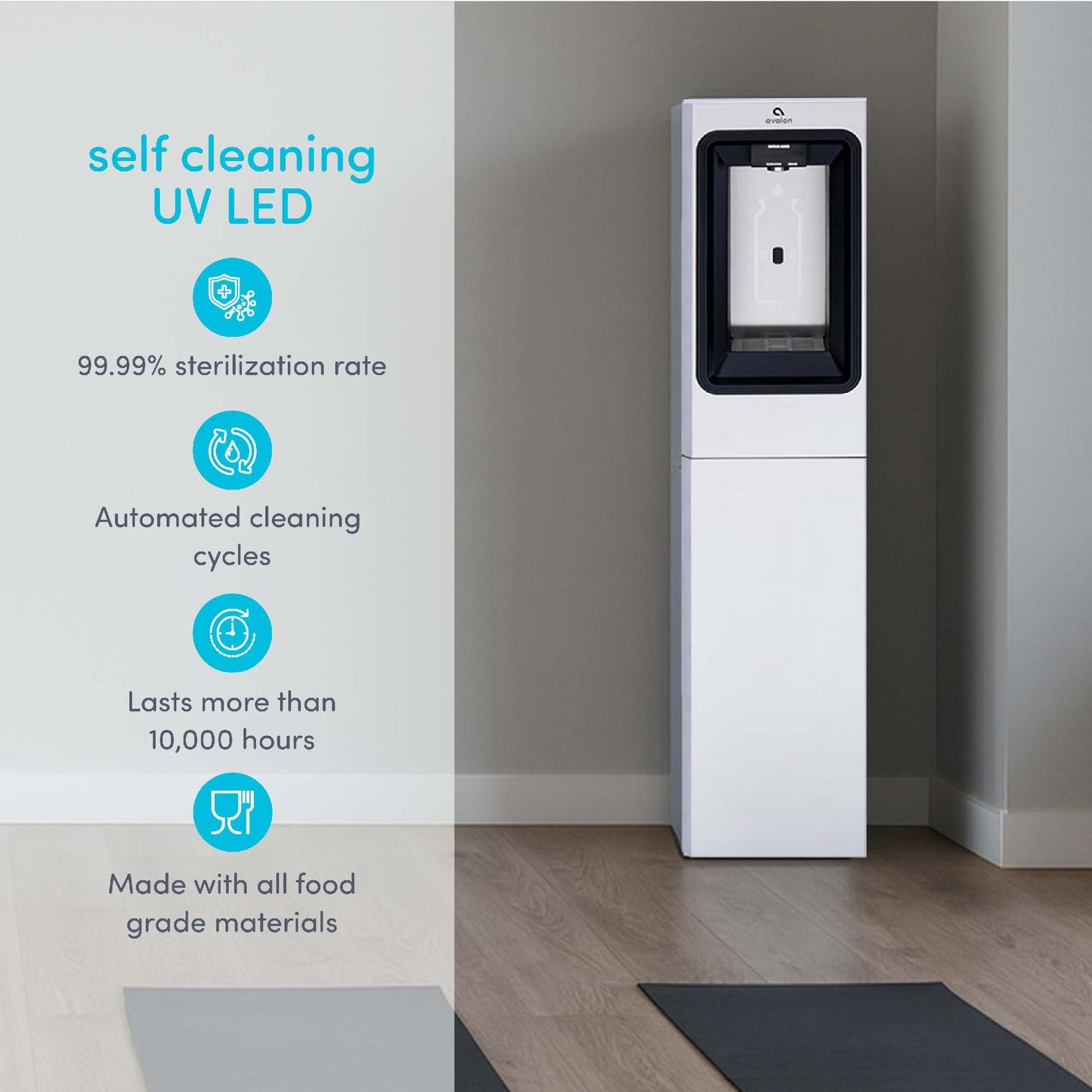 Avalon Freestanding Bottle Filler, Sensor Dispensing, UV Cleaning, Digital Bottle Counter Display, Dual Filtration, WiFi Enabled