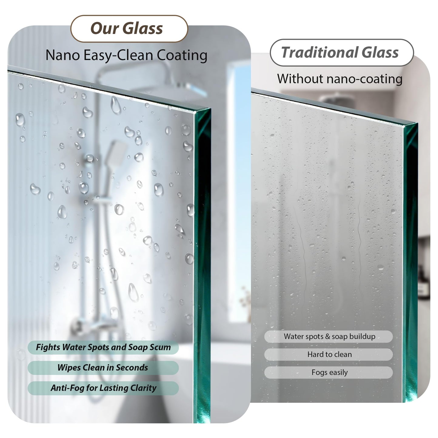 Double Sliding Shower Door 67-72" W x 72" H,Semi-Frameless Glass Shower Door with Nano Explosion-Proof Safety Film, 1/4"(6mm) Tempered Glass,Easy-Clean Bypass Walk-in Shower Door,Brushed Gold
