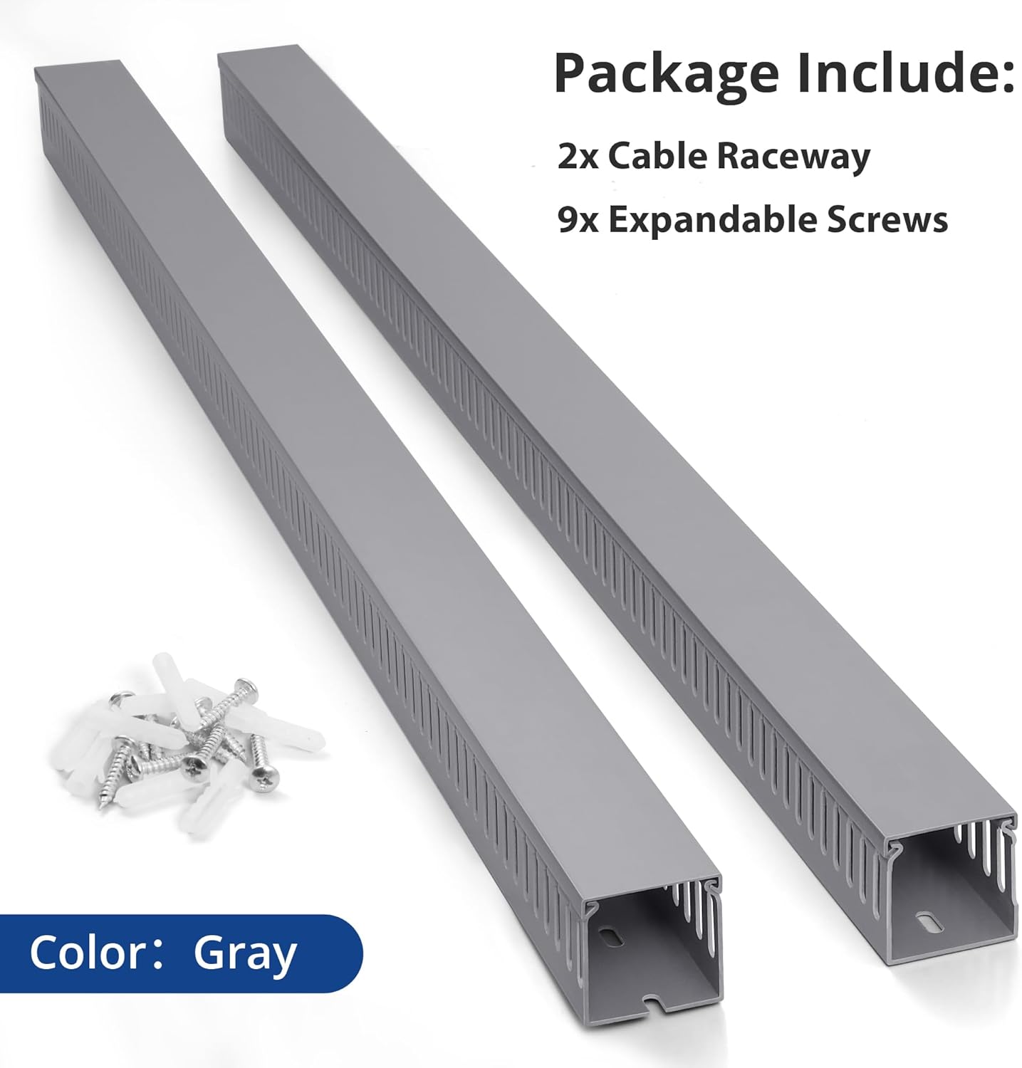 ZhiYo 2x2in Server Rack Cable Management Raceway, Cable Duct Kit, Electrically Safe PVC for Network Wire Management