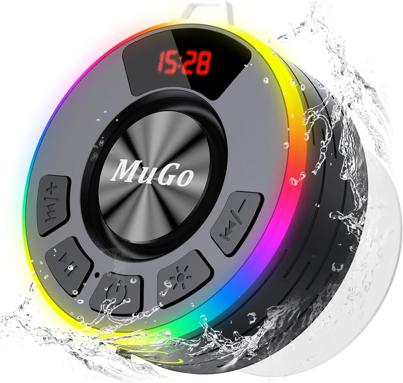 MuGo IPX7 360 5.3, 10H Waterproof Bluetooth Shower Speaker with Strong Suction Cup, Portable Wireless Speaker, HD Sound