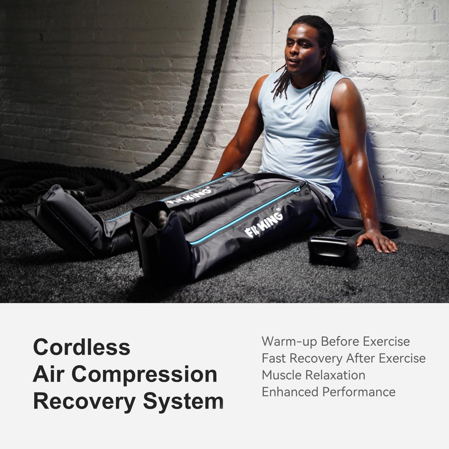 FIT KING Air Compression Recovery System, Cordless Full Leg Massager with Dynamic Pressure, Fast Recovery for Athletes (Medium)