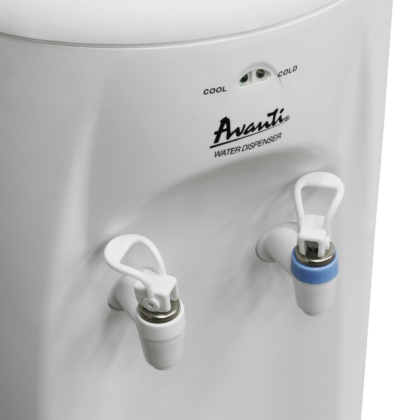 Avanti Water Cooler Dispenser Top Loading, Holds 3 & 5 Gallon Bottles with Stainless Steel Reservoir, Cold and Room Temperature, Perfect for Homes, Kitchens, Offices, Dorms, White