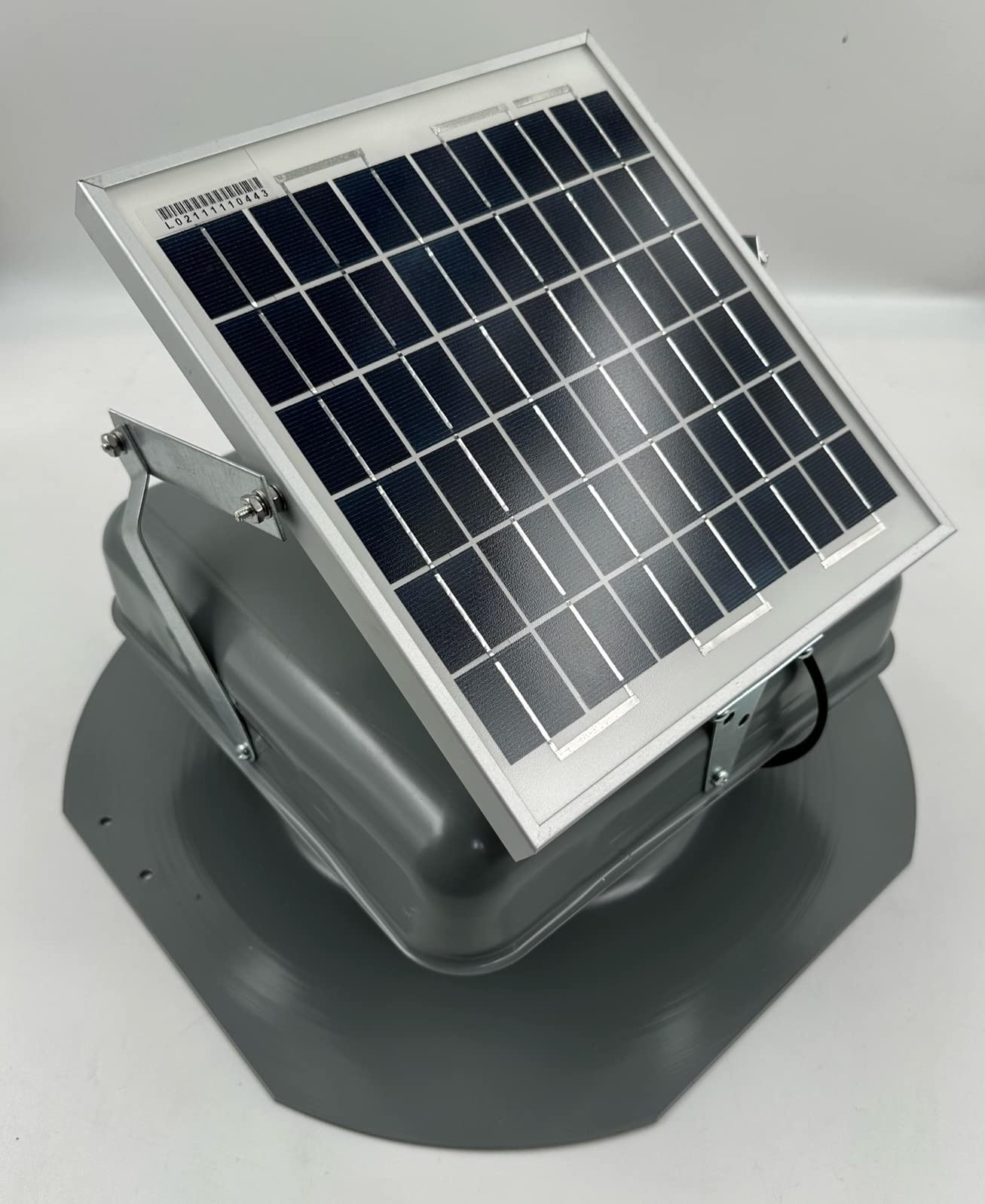 Solar Mega RoofBlaster 2.0 with Gray Vent (Adjustable Solar Panel Mount) | Solar Attic Vent | Solar Roof Vent | Solar Roof Attic Fan | New & Improved Design