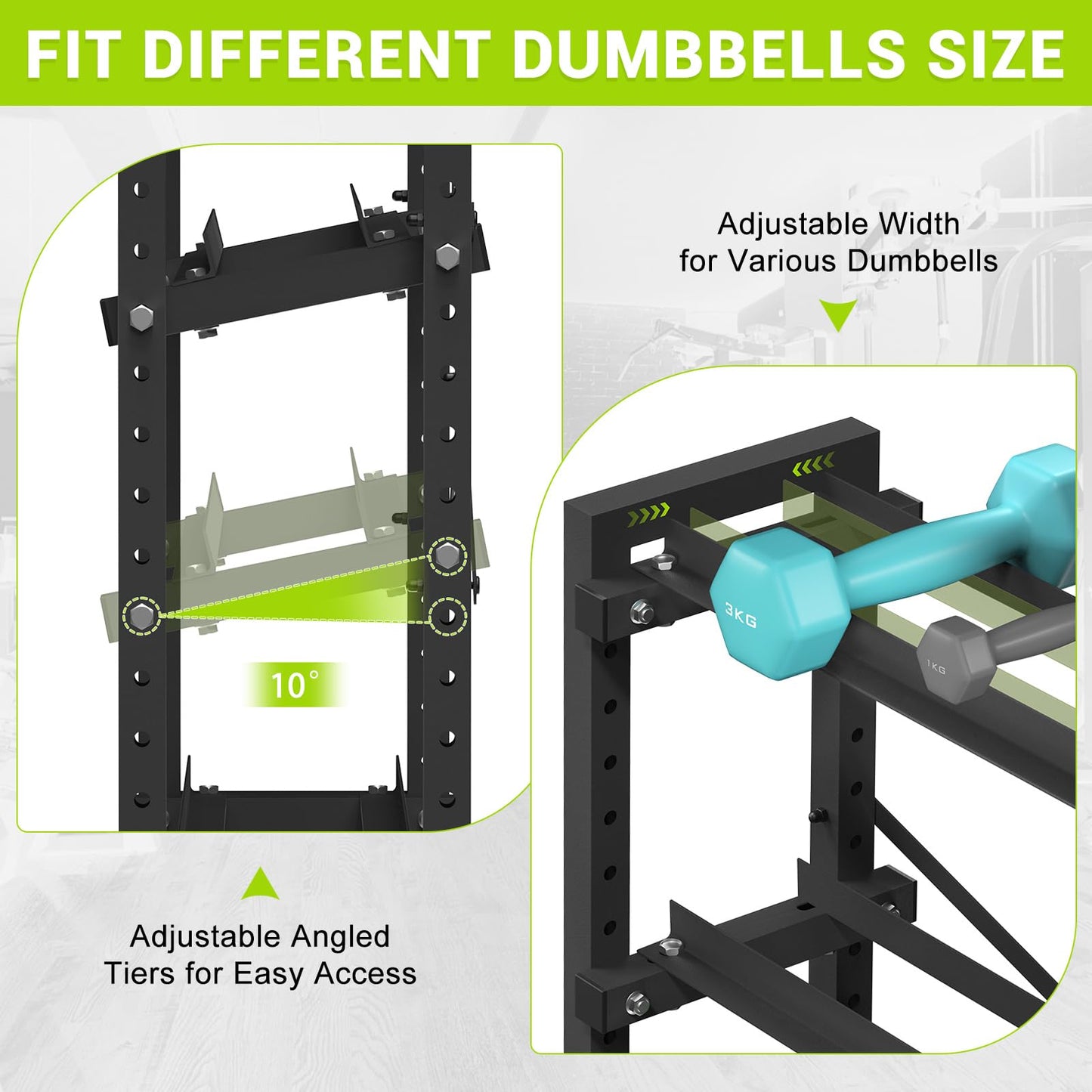 Eocnrhe Dumbbell Rack Stand Only, Weight Rack for Home Gym, 3-Tier Adjustable Dumbell Rack, Heavy-Duty Weight Stand for Dumbbells Kettlebells & Weight Plates(Rack Only)