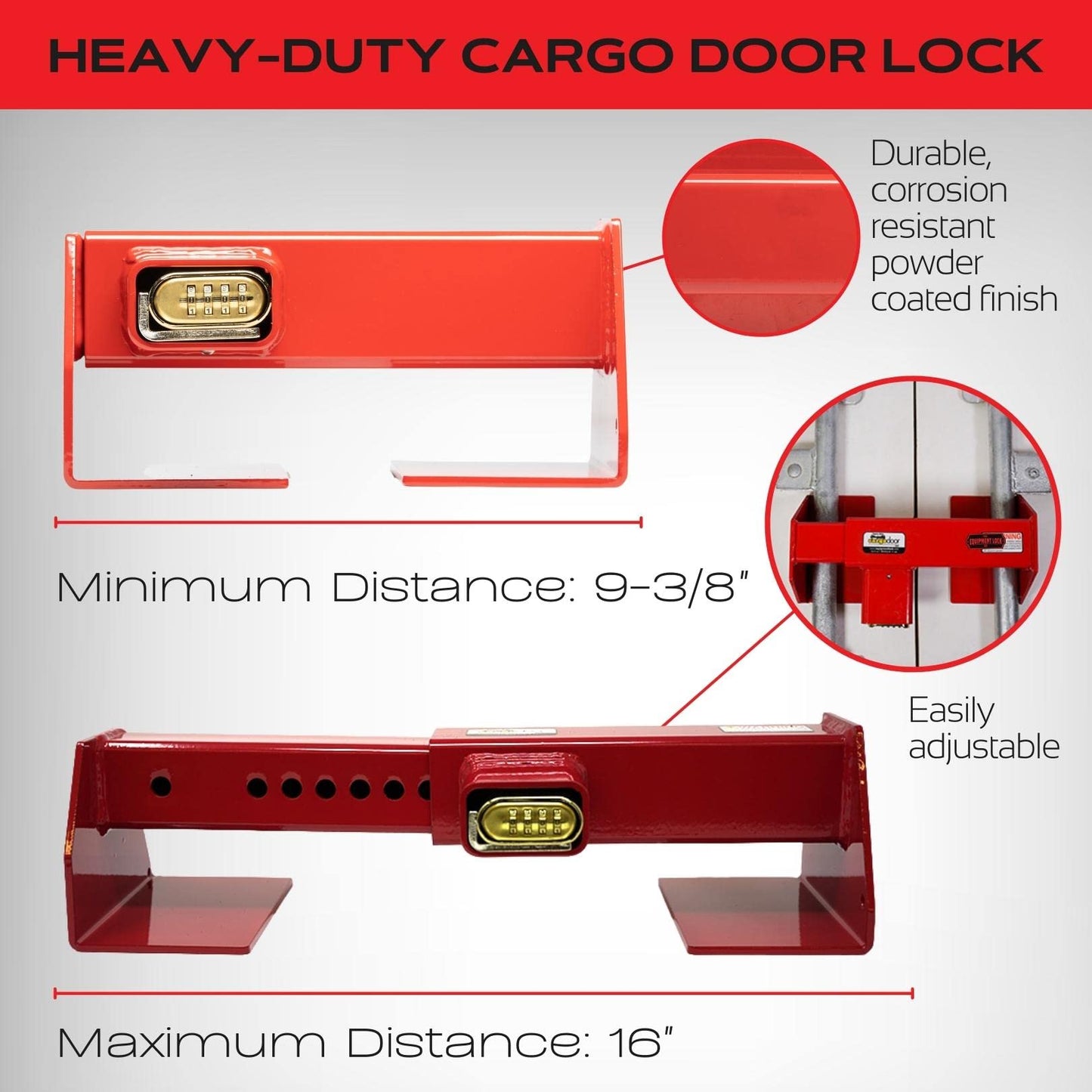 Equipment Lock Heavy Duty Cargo Door Lock - Powder Coated Steel Shipping Container Lock - Maximum Security Semi Trailer Door Lock - Semi Truck Accessories and Trailer Security (Combination)