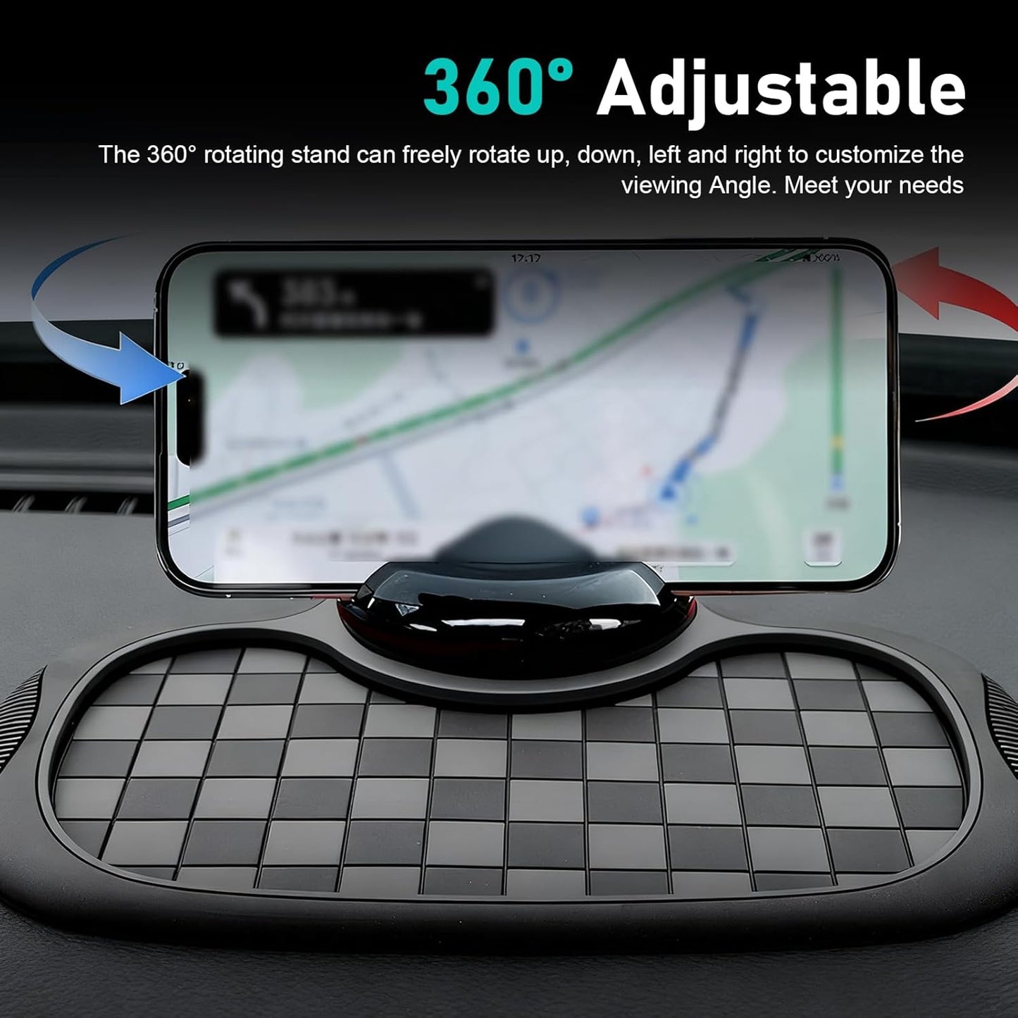 Culycey Car Dashboard Mat, Anti-slip Mat with Parking Number Sign and Rotatable Phone Holder, Multifunction Dashboard