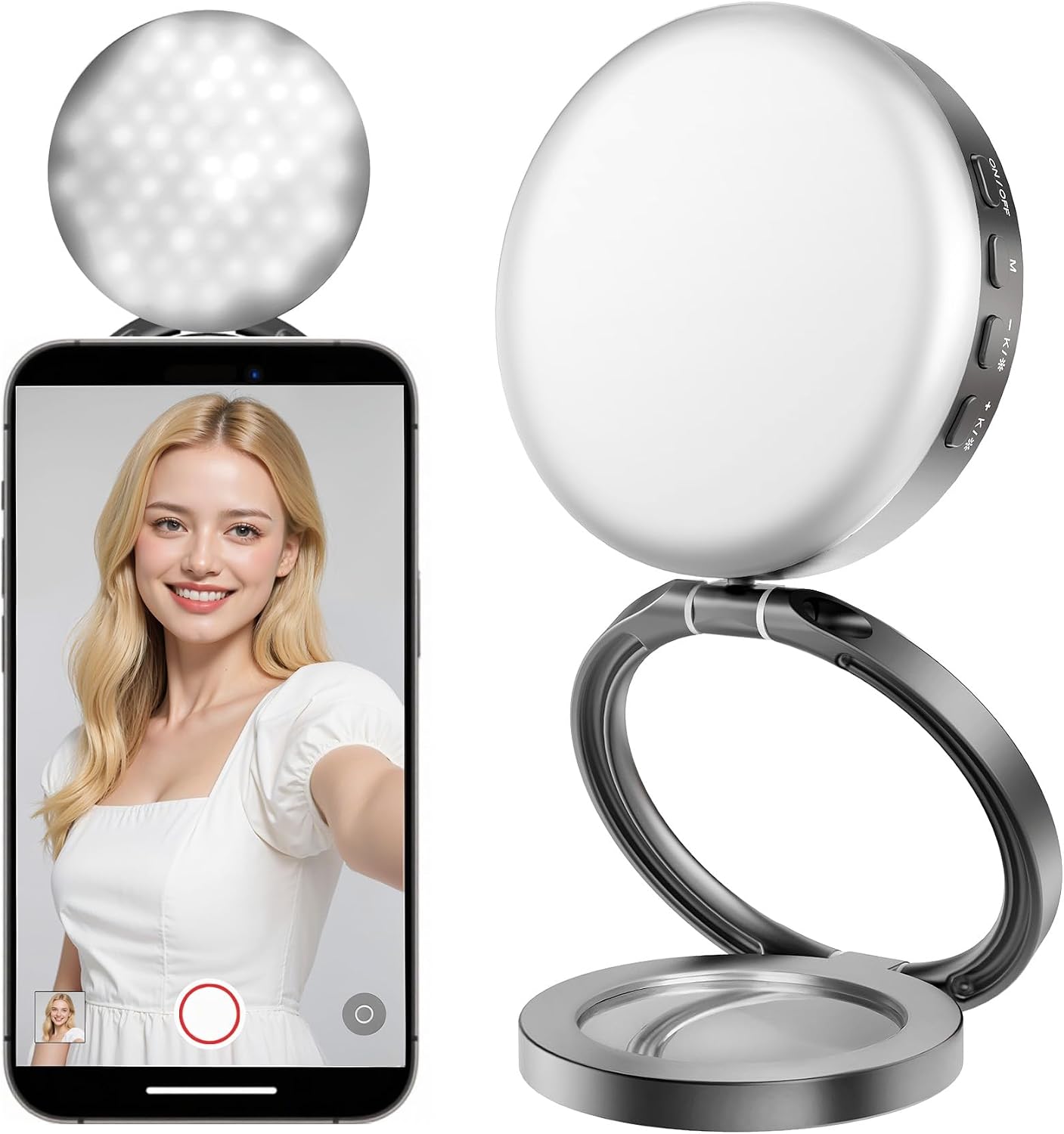 Auriani Magnetic Selfie Light, Metal-Shell Ring Light, Rechargeable,Portable Phone Light for Phone & iPhone,LED Fill