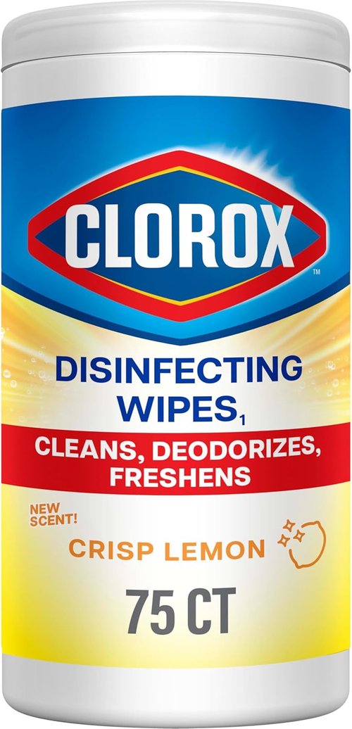 Clorox Disinfecting Wipes - Antibacterial & Bleach-Free | Crisp Lemon Scent, 75 Count