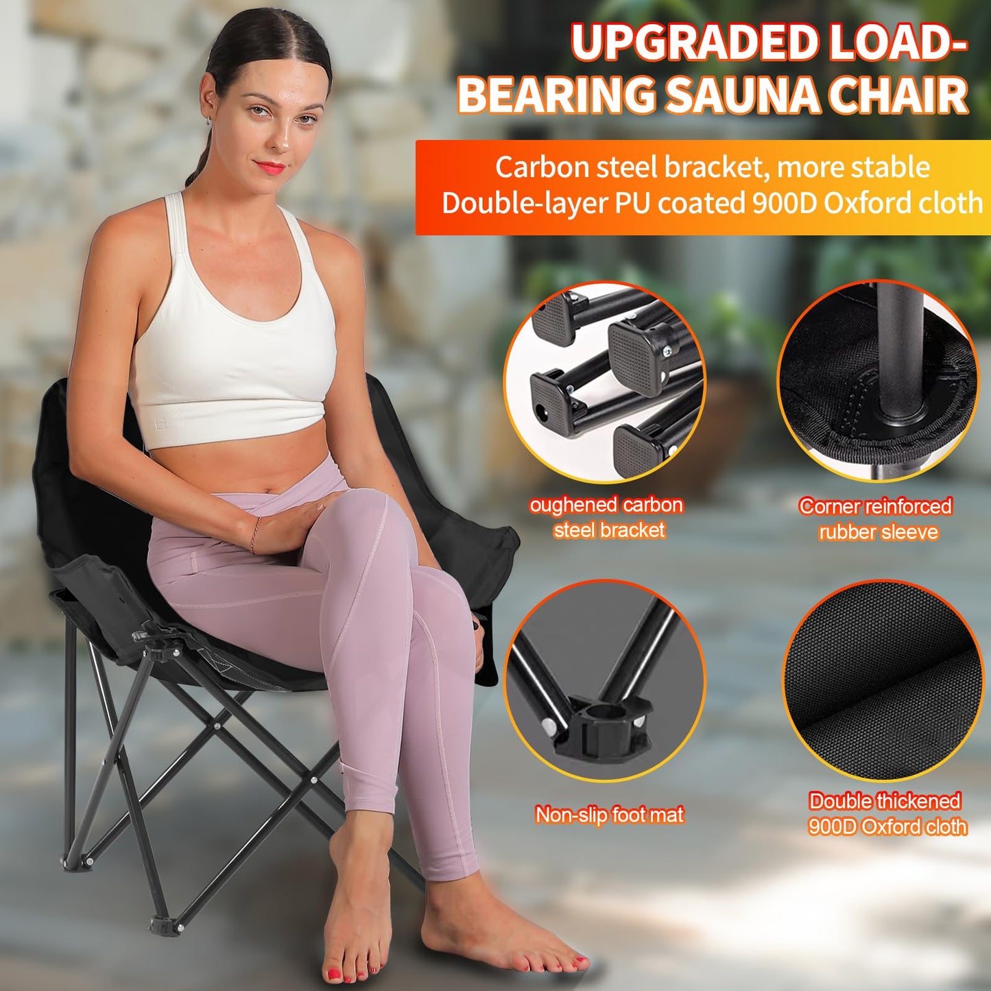 TaTalife Upgraded Hot Air Sauna, 1 or 2 Person Sauna Tent, 1500W & 159°F Portable Dry Wind Saunas, with 660nm Red Light, 2 Folding Chairs, X-Large Full Size Indoor SPA Tent for Body Recovery（110V）